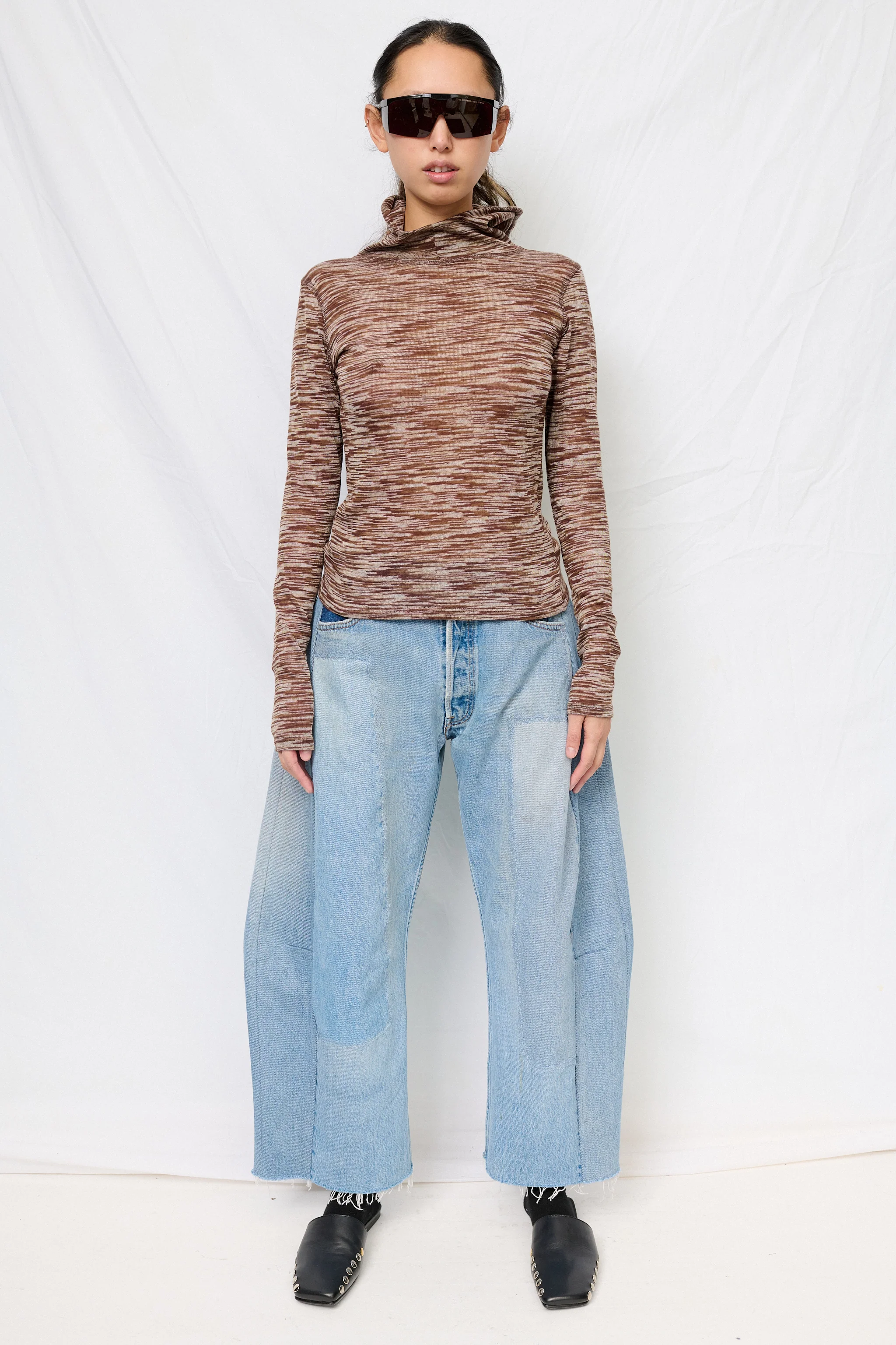 Brown Variegated Knit Hooded Top - Image 6