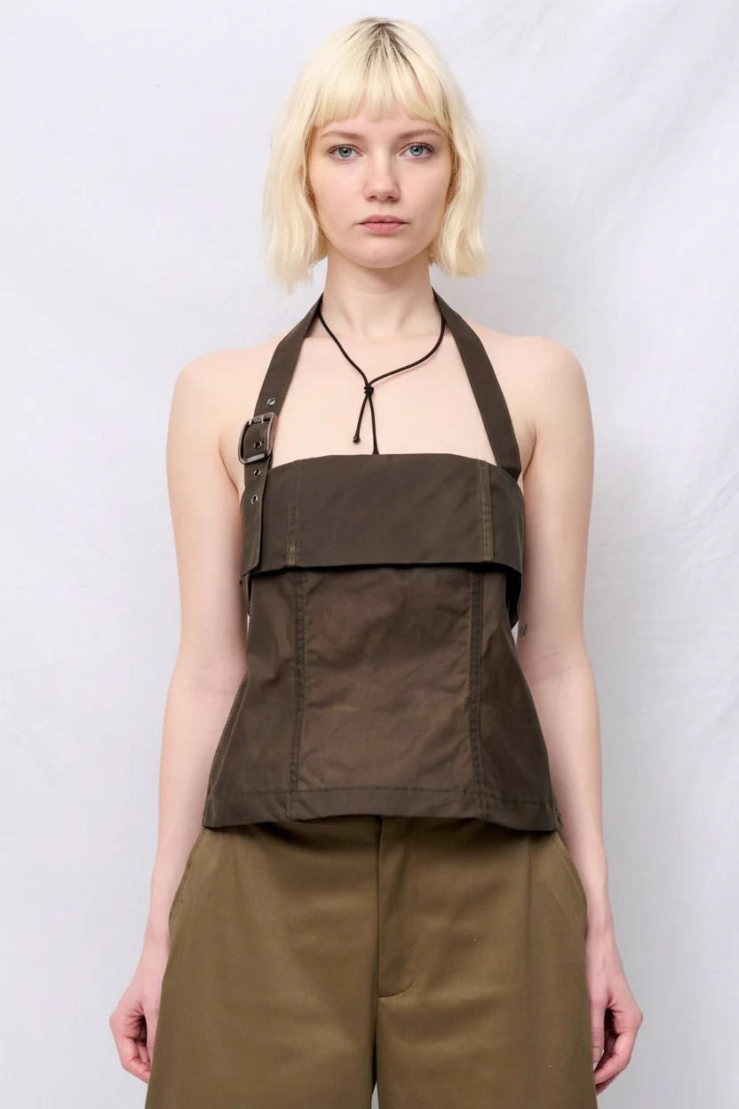Brown Wax Strap Halter Top