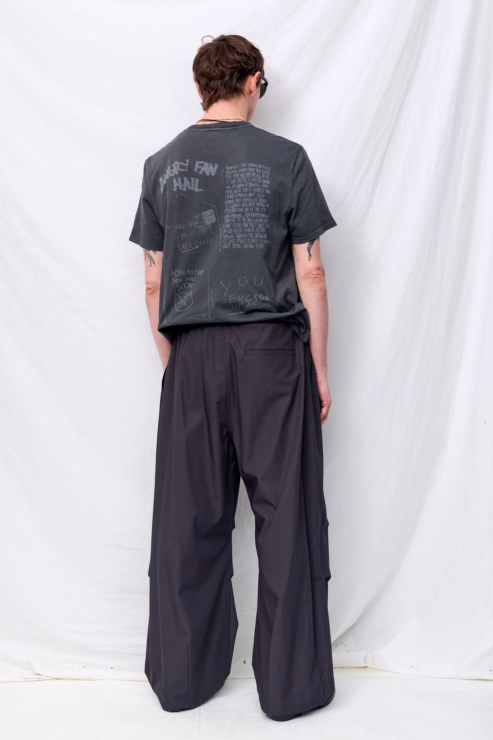 Charcoal Drawstring Wide Fatigue Pants - Image 4