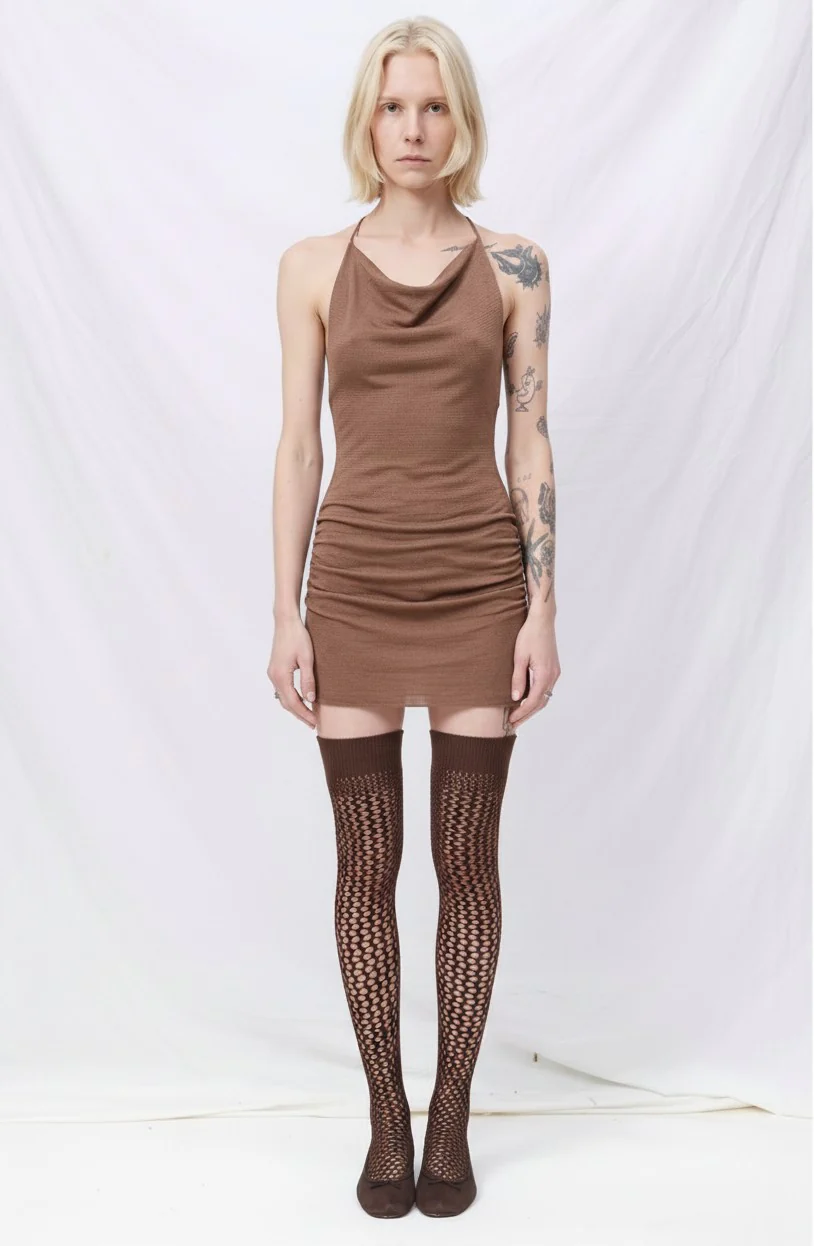 Chocolate Barecowl Dress