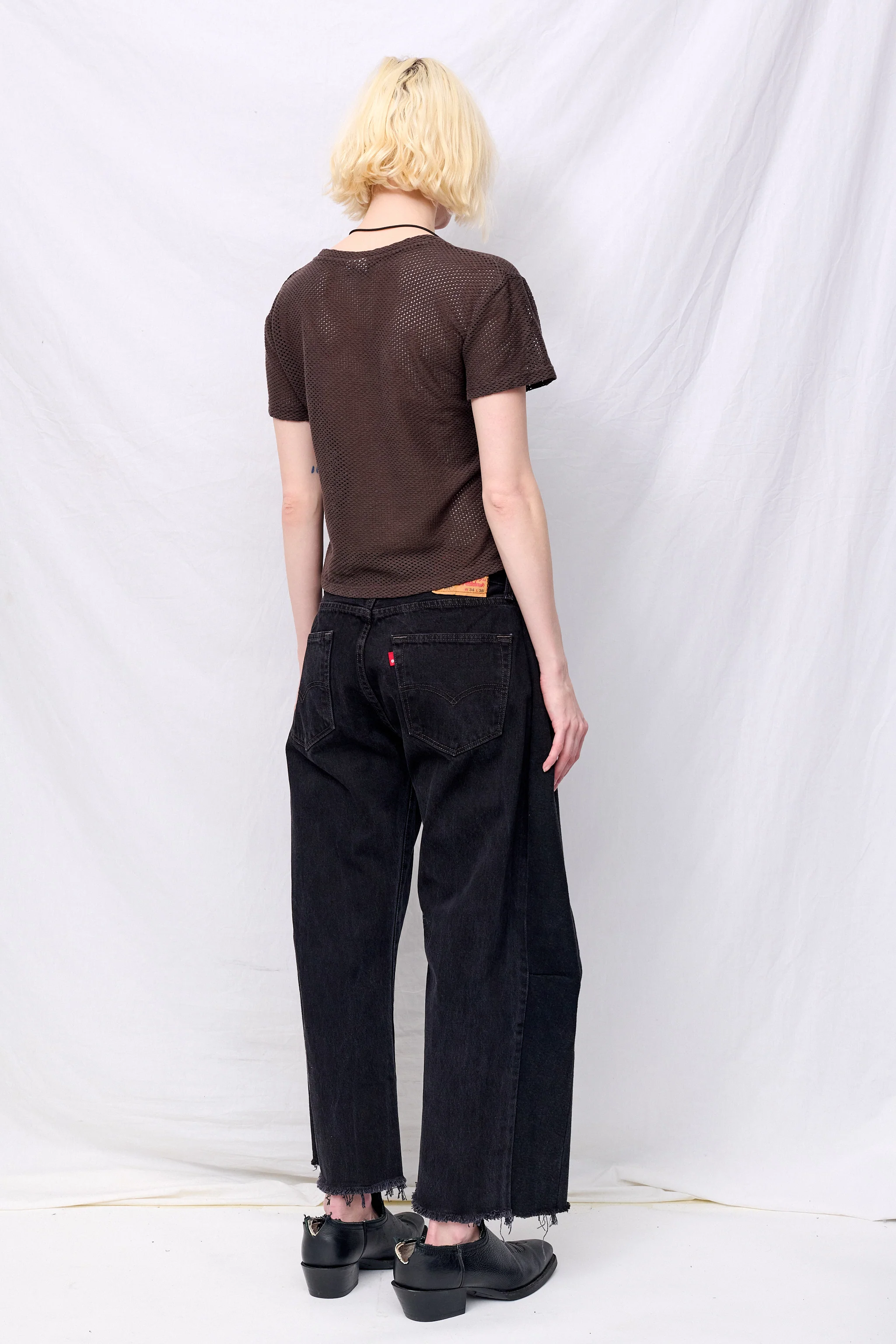 Coffee Bean Carmen Mesh Cropped Tee - Image 5
