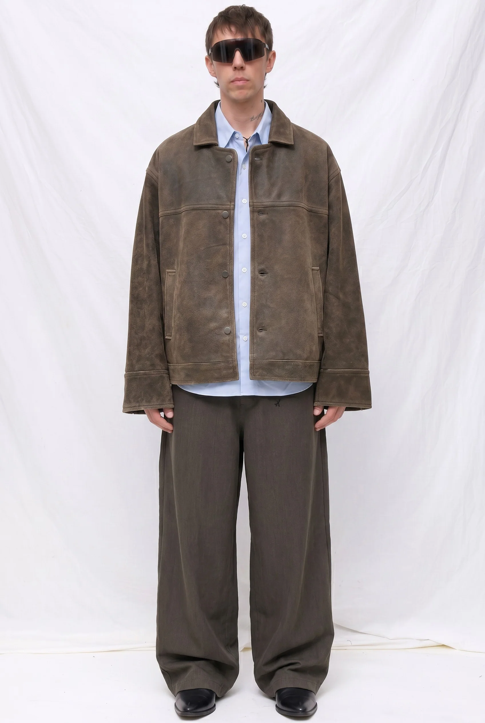 Cracked Brown Leather Box Jacket - Image 2