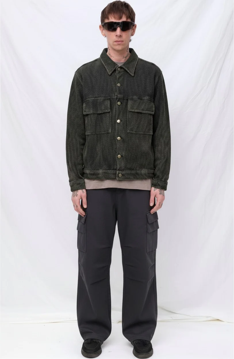 Dark Olive Green Forge Button Jacket - Image 3