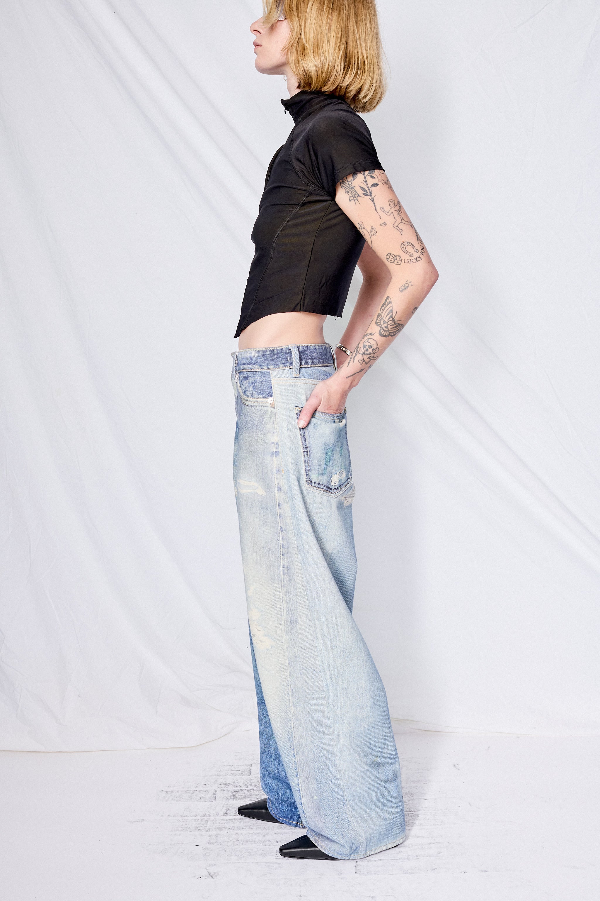Digital Denim Print Full Cut Pant - Image 8