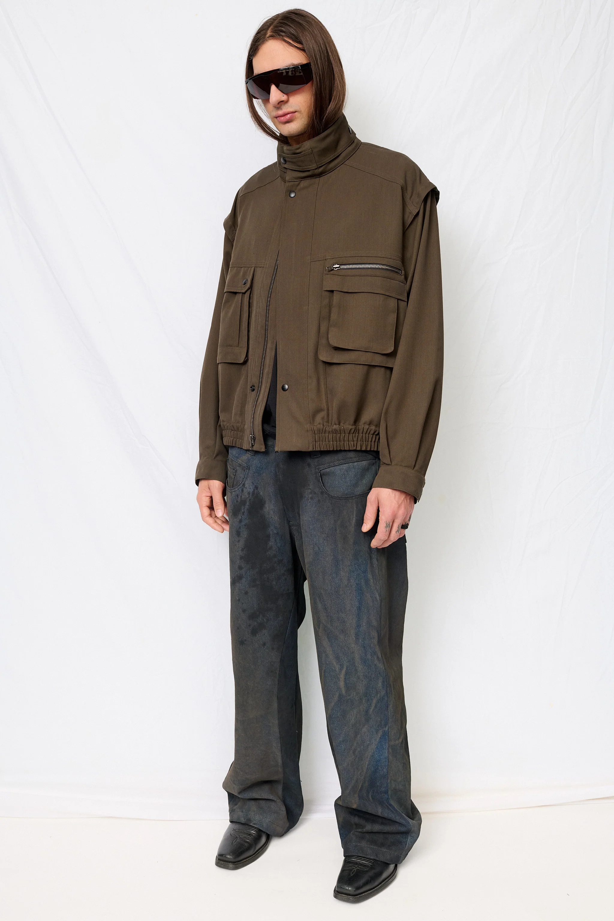 Brown Suiting Military Jacket - Image 3