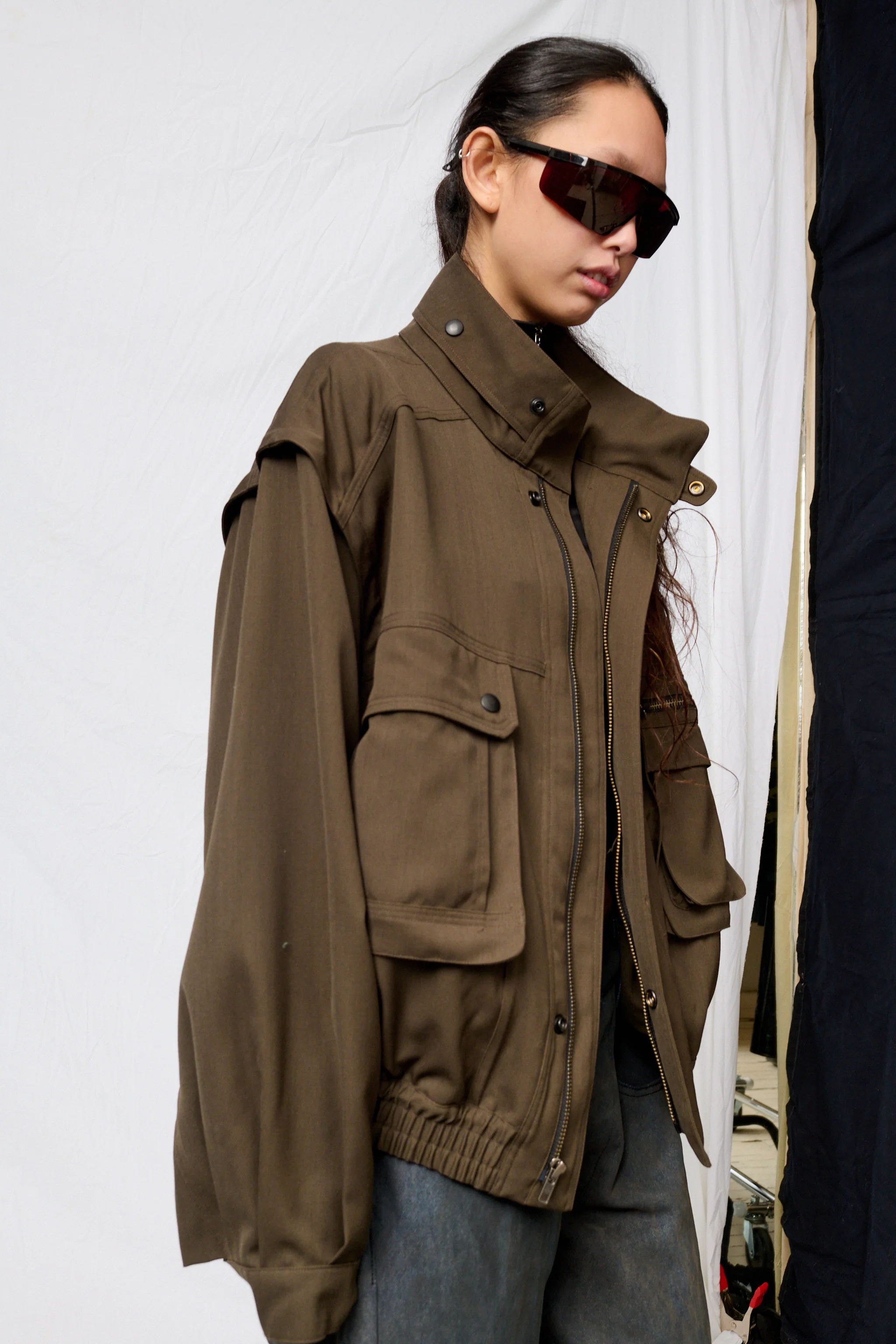 Brown Suiting Military Jacket - Image 8