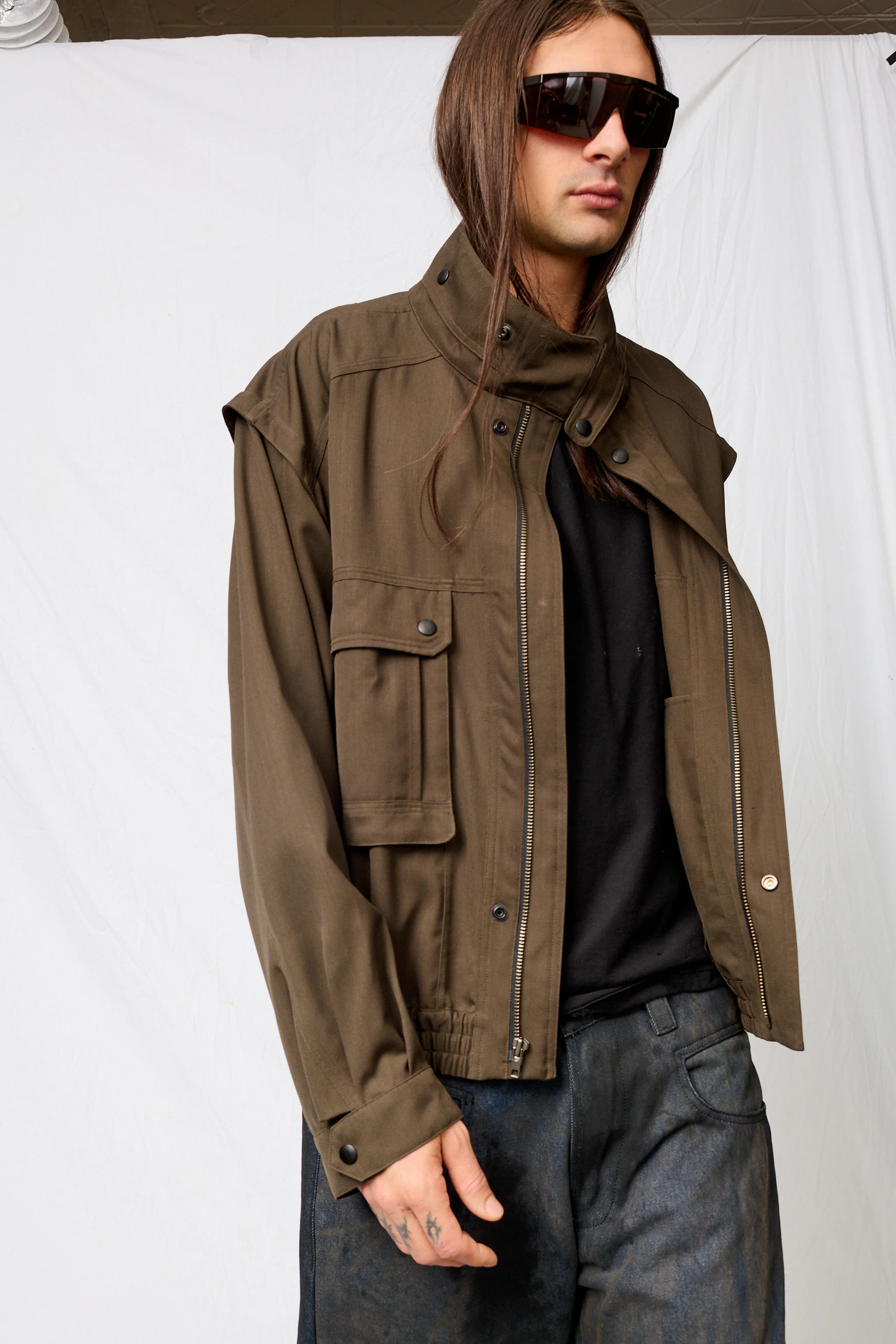 Brown Suiting Military Jacket - Image 9