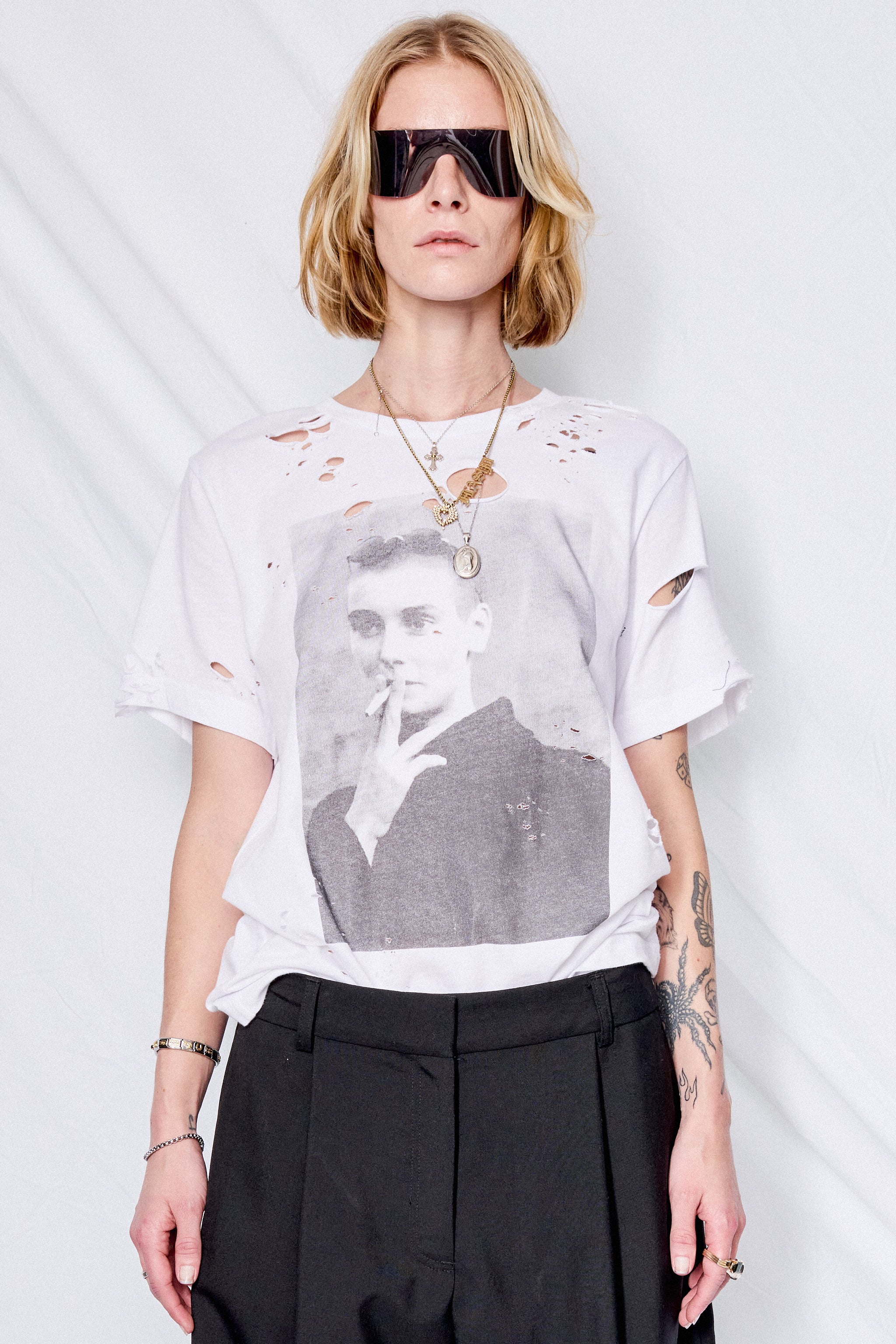 Distressed White Sinead T-Shirt - Image 3