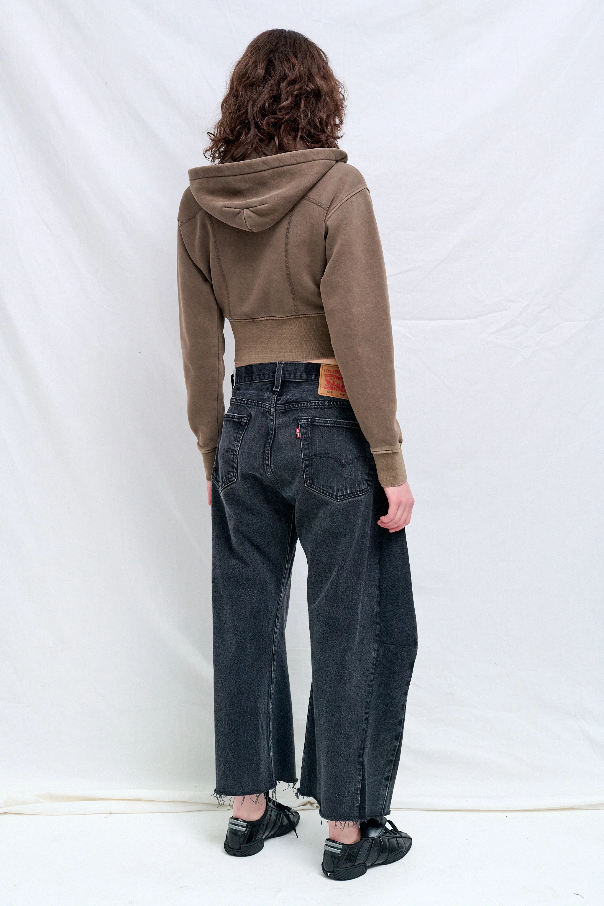 Coffee Cropped Fleece Hoodie - Image 3