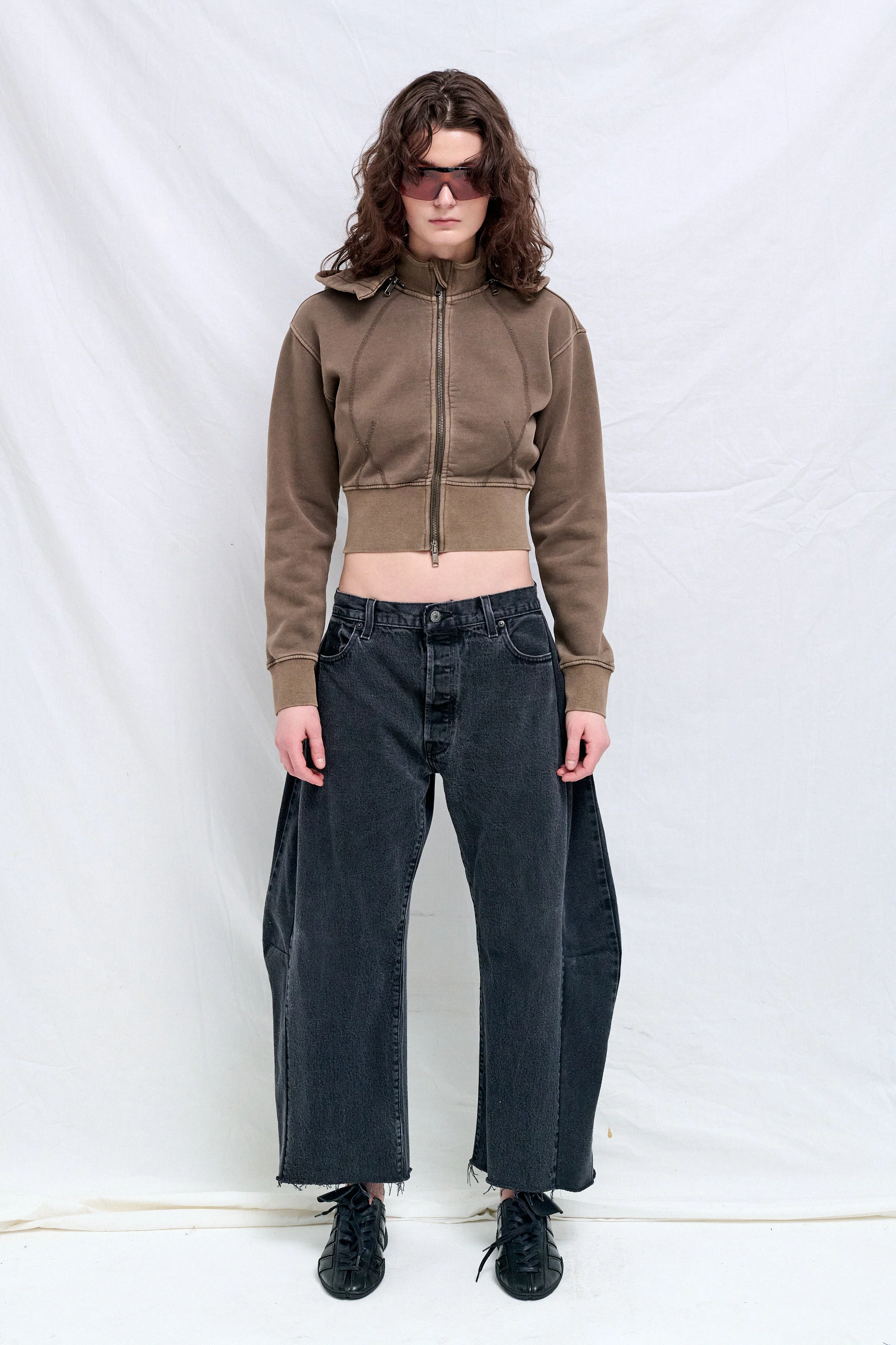 Coffee Cropped Fleece Hoodie - Image 5