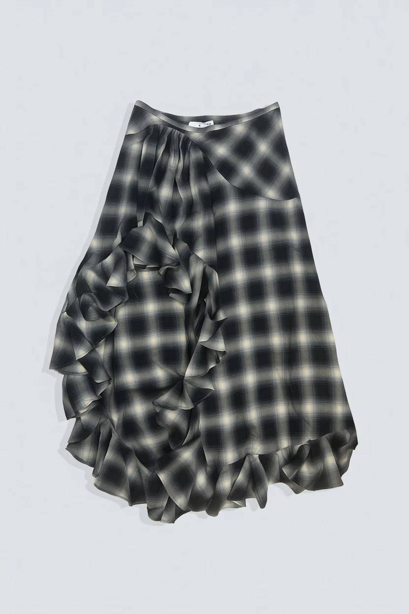 Fog Plaid Lightweight Flannel Florist Skirt - Image 2