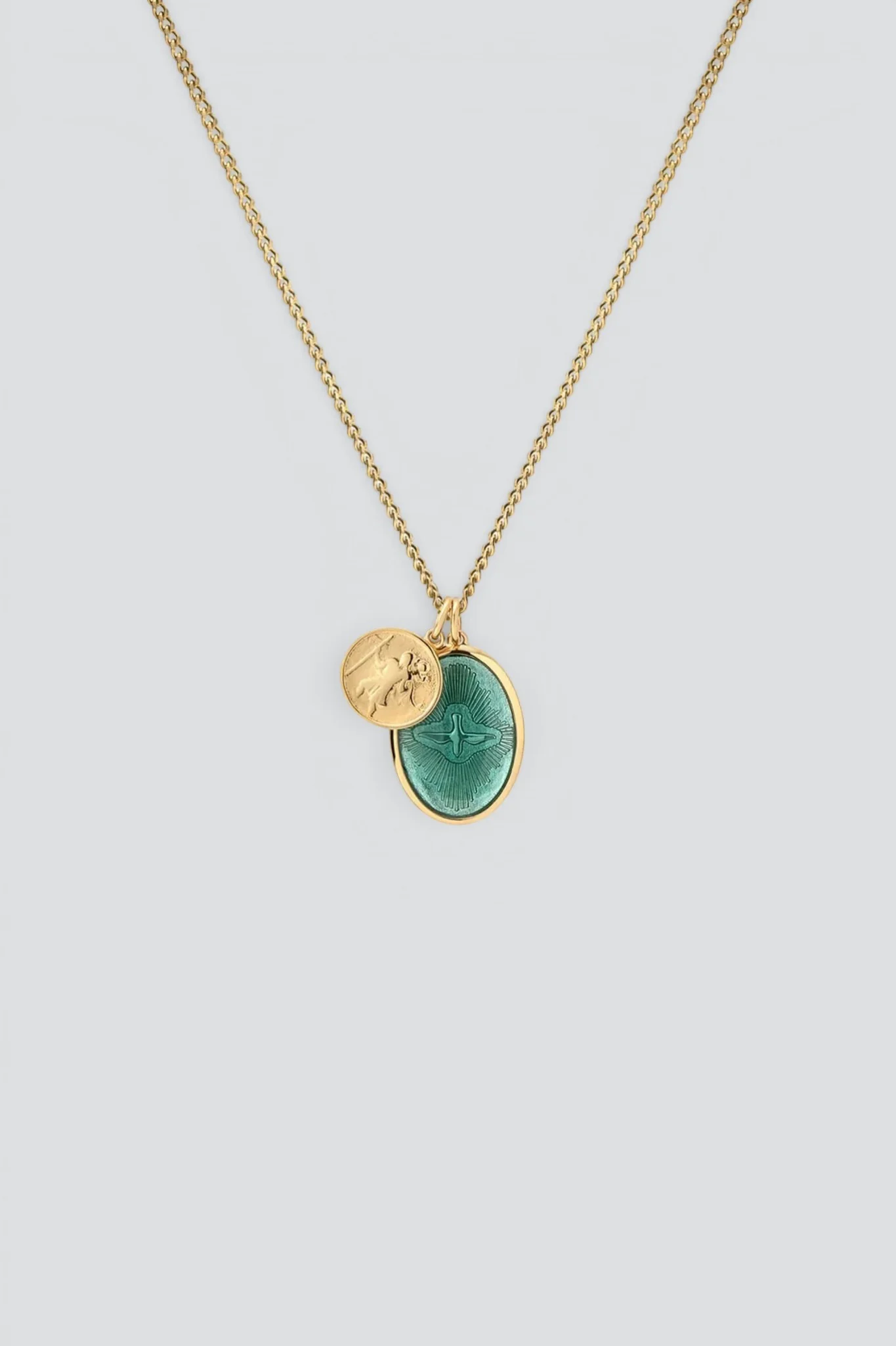 Gold Vermeil/Teal Enamel Mini Dove Pendant