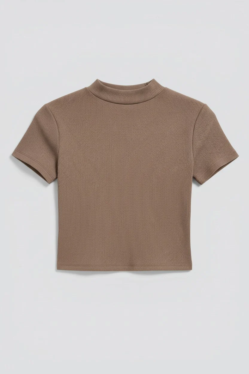 Grey Green Slim Fit Mock Neck T-Shirt - Image 2