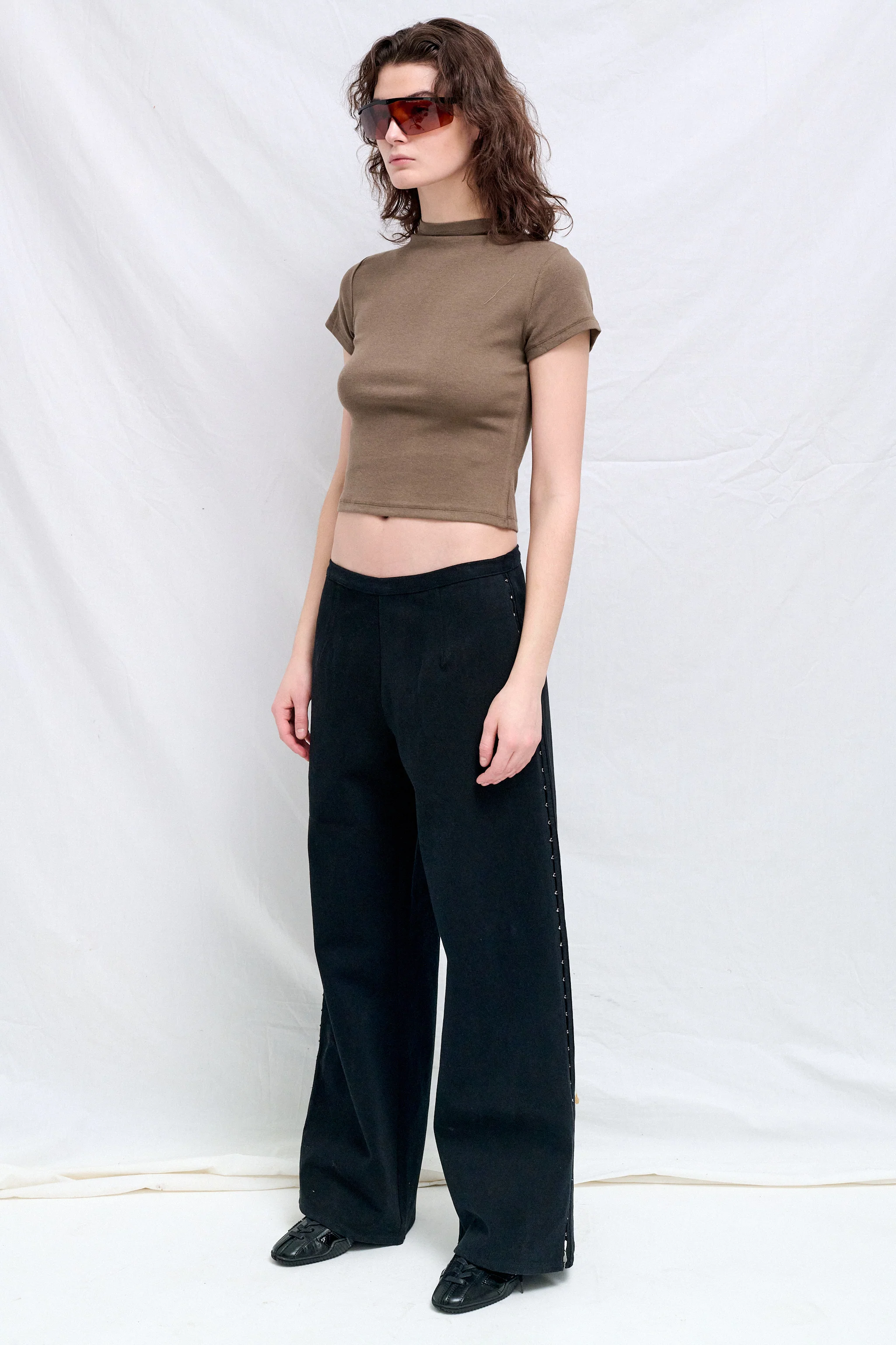 Grey Green Slim Fit Mock Neck T-Shirt - Image 3