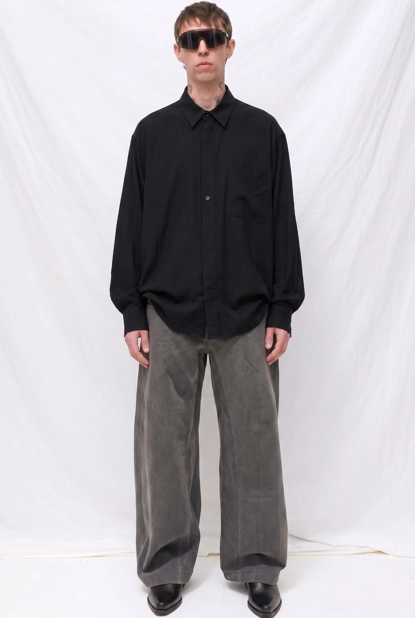 Black Rayon Stripe Easy Shirt - Image 2