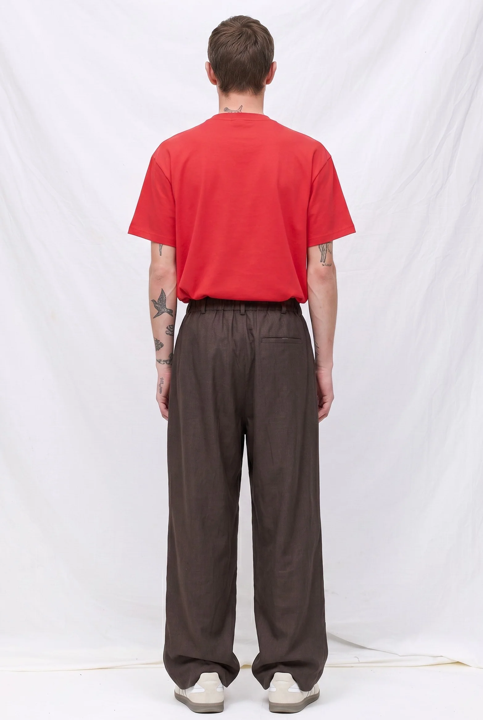 Khaki Grey Linen Two Tuck Wide Grey Pants - Image 5