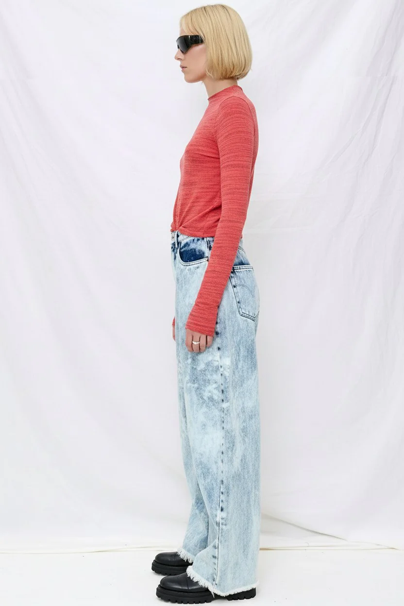 Blue Acid Washed Denim Boyfriend Jeans - Image 3