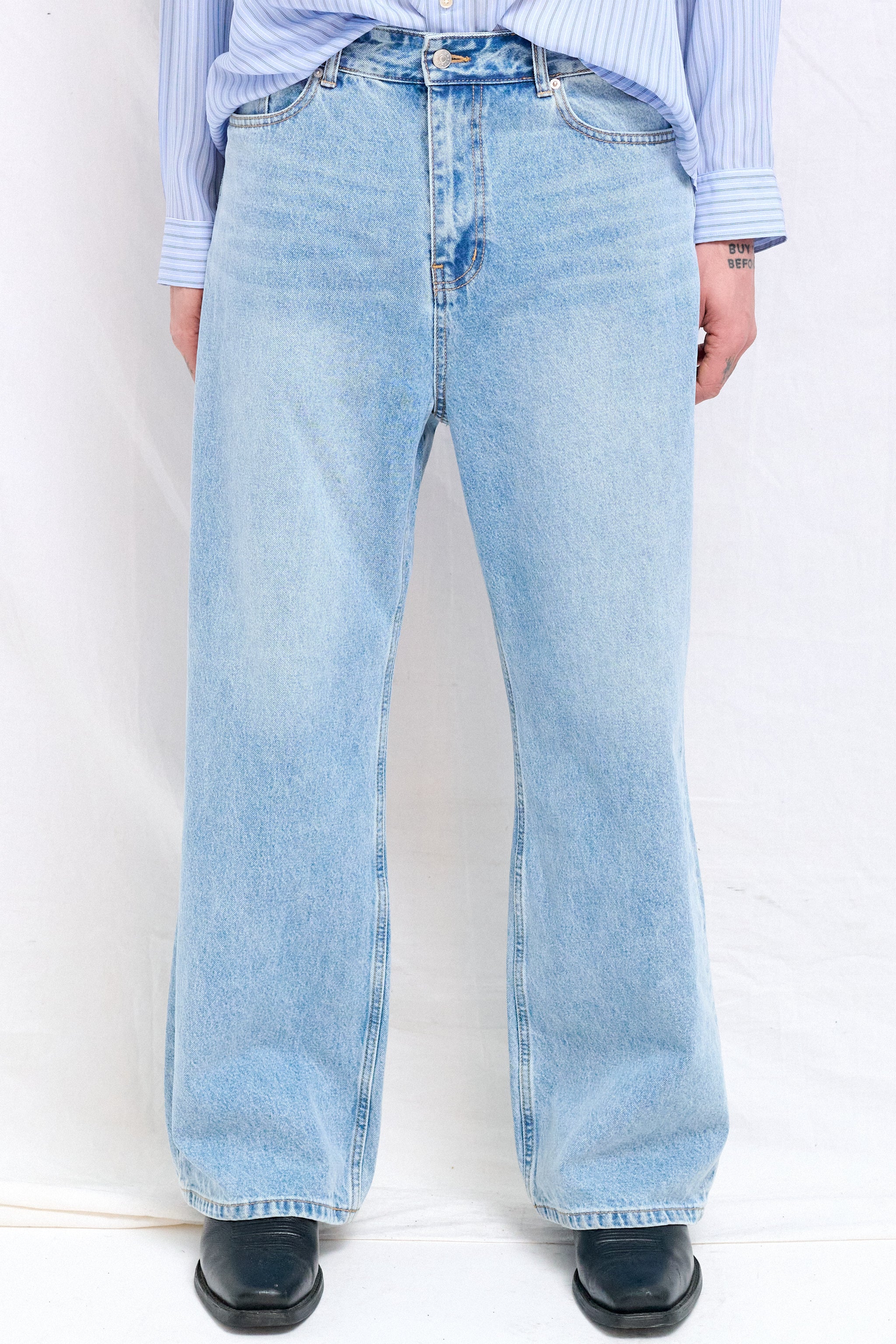 Light Blue Semi Flared Jeans