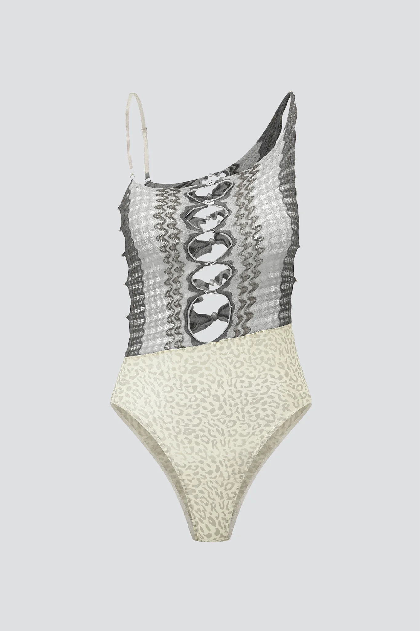 Marsh Ripple Knit Combo Leopard Mesh Bodysuit