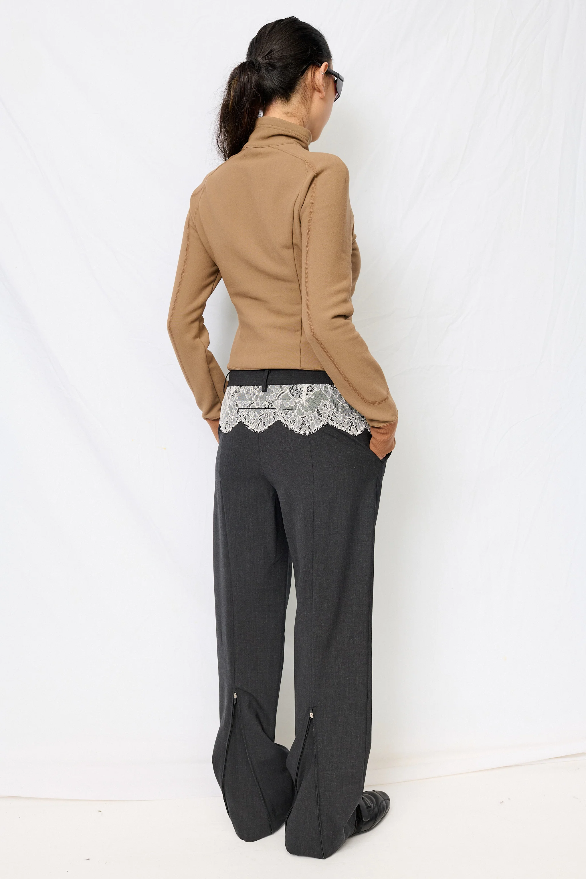 Mocha French Terry Half-Zip Bodysuit - Image 3