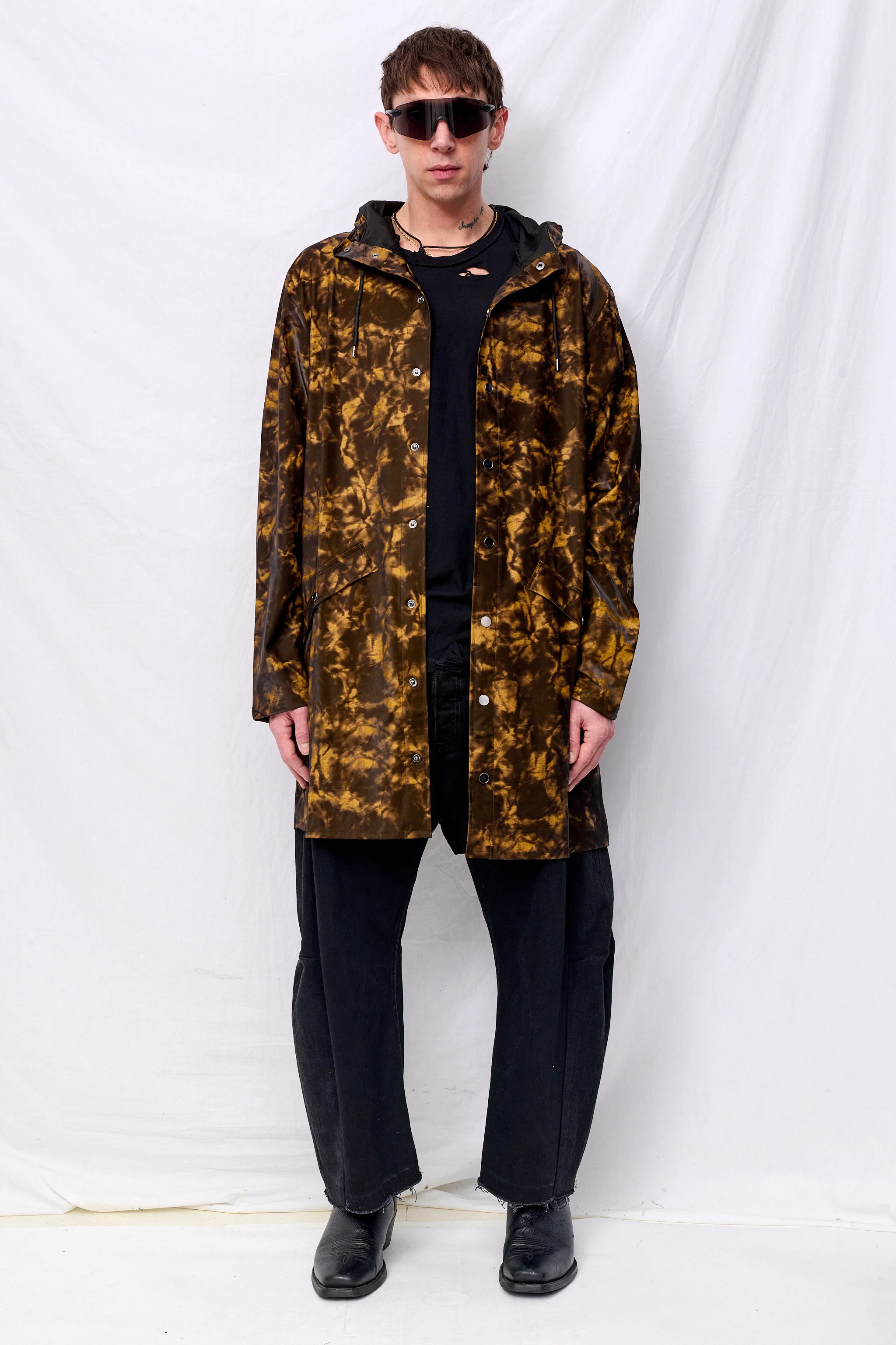 Muddy Hooded Rain Long Jacket