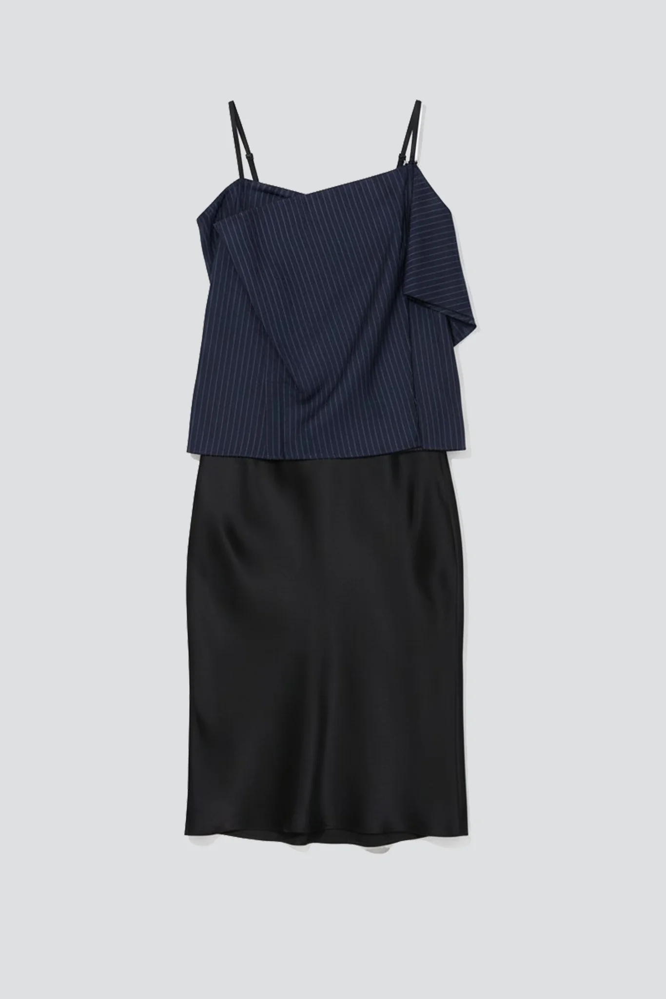 Navy White Stripes Royce Trompe L'oeil Skirt Dress - Image 2