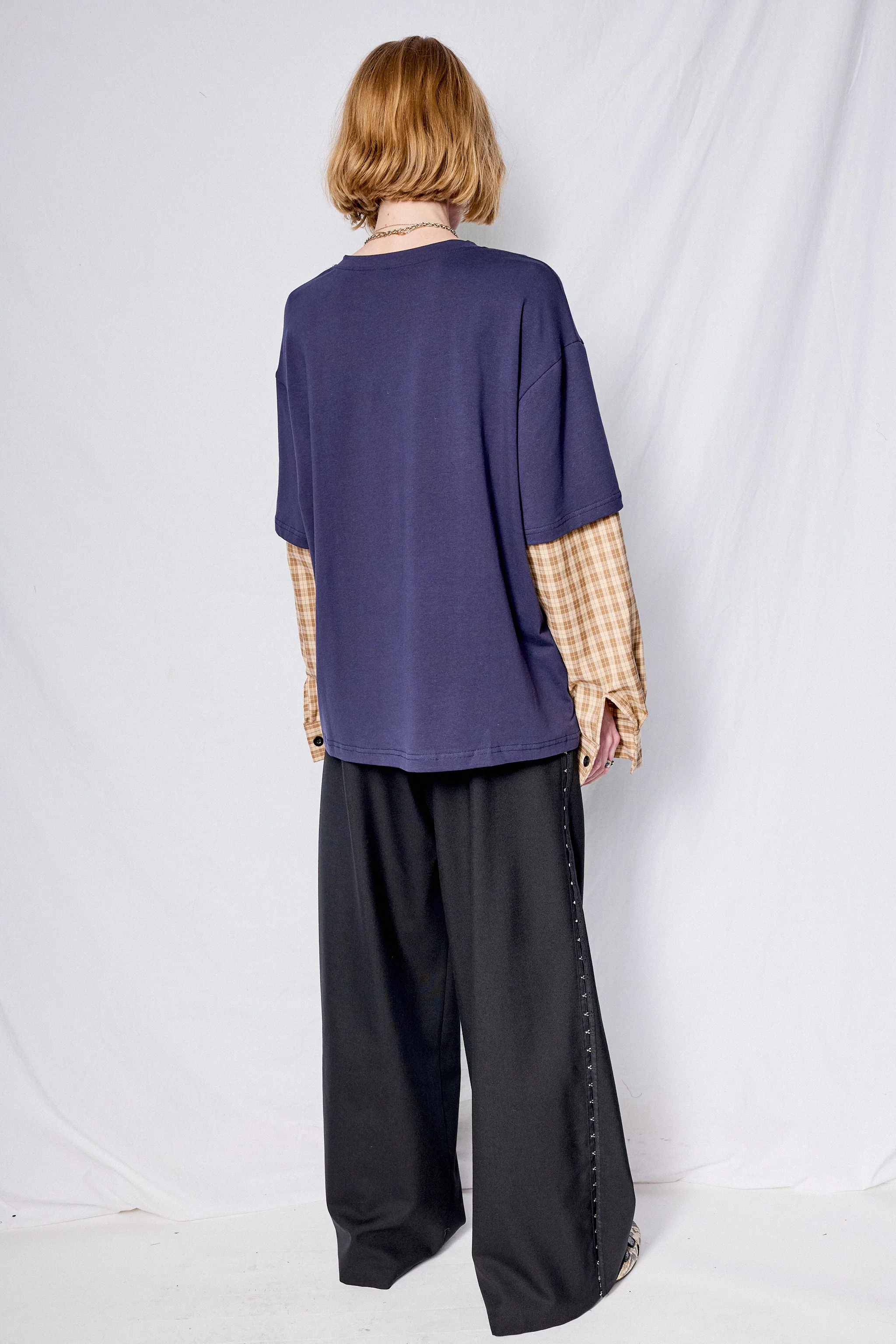 Navy/Yellow Plaid Combo Long Sleeve Shirt - Image 6