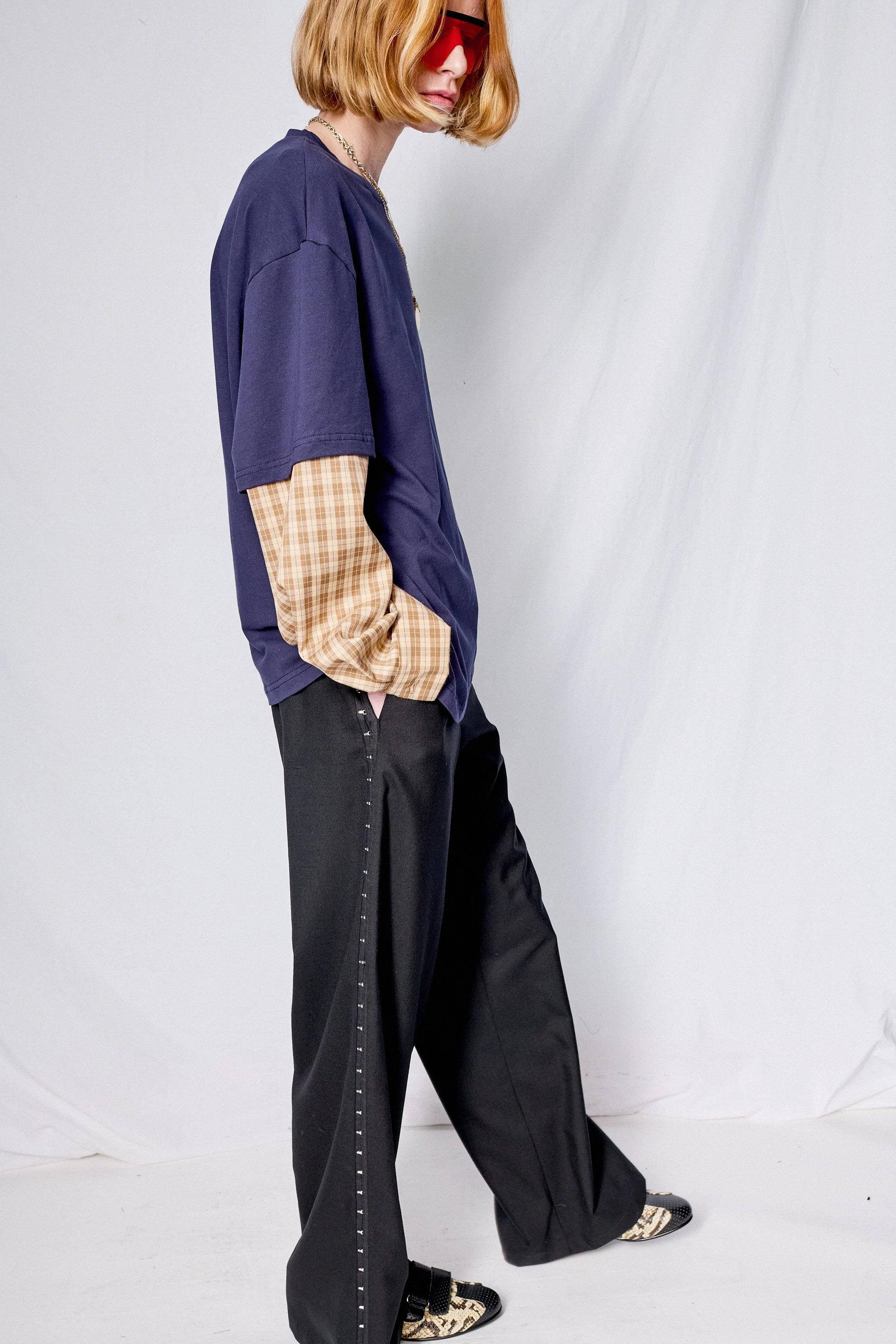 Navy/Yellow Plaid Combo Long Sleeve Shirt - Image 7