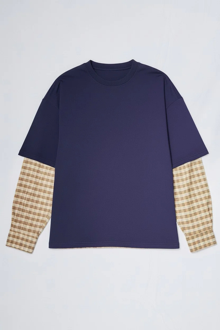 Navy/Yellow Plaid Combo Long Sleeve Shirt - Image 8