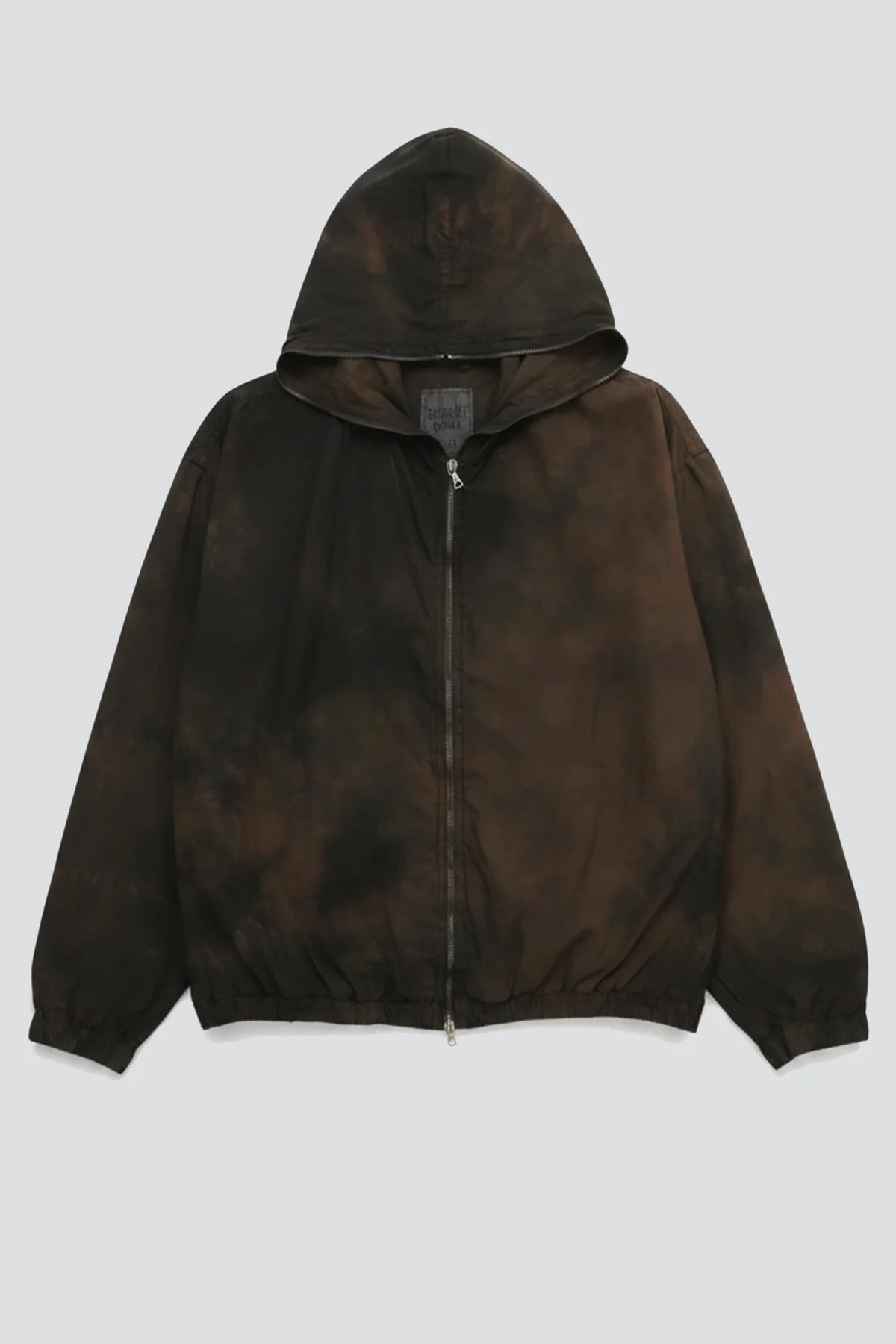 No. 216 Black/Brown Poplin Hooded Zipper Jacket - Image 2