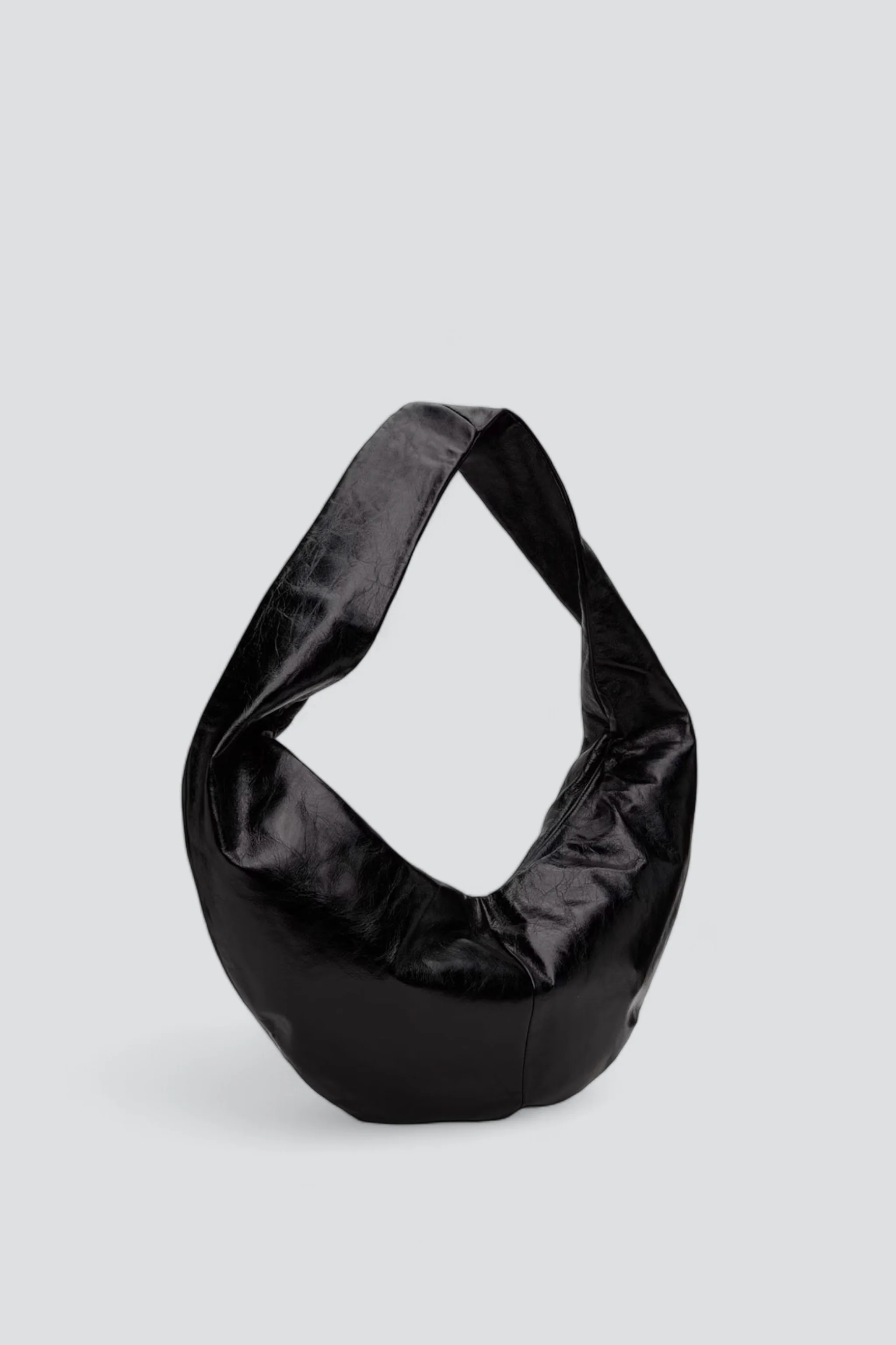 No.250 Black Leather Crossed Bag - Image 3
