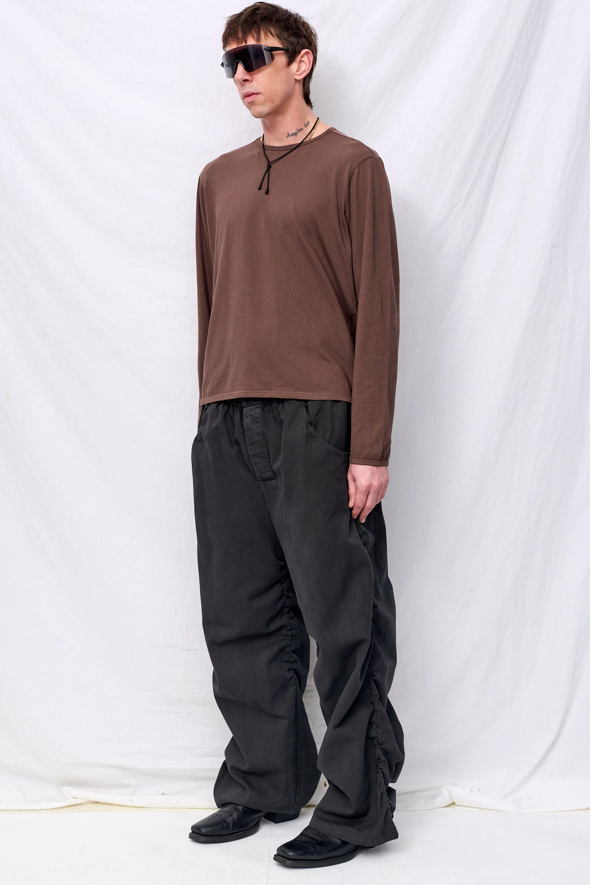 No. 267 Black Thin Canvas Draped Trousers - Image 4