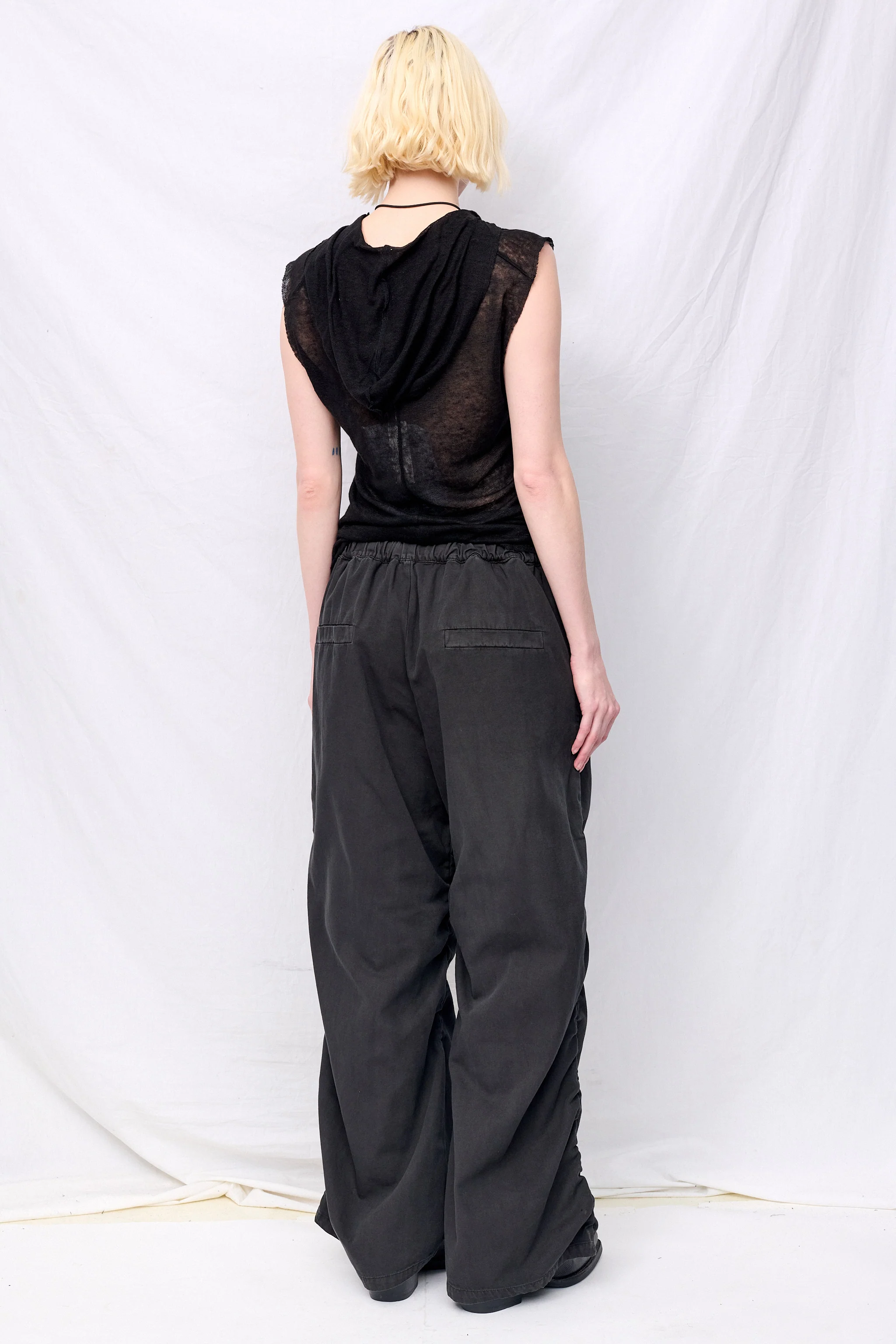 No. 267 Black Thin Canvas Draped Trousers - Image 7