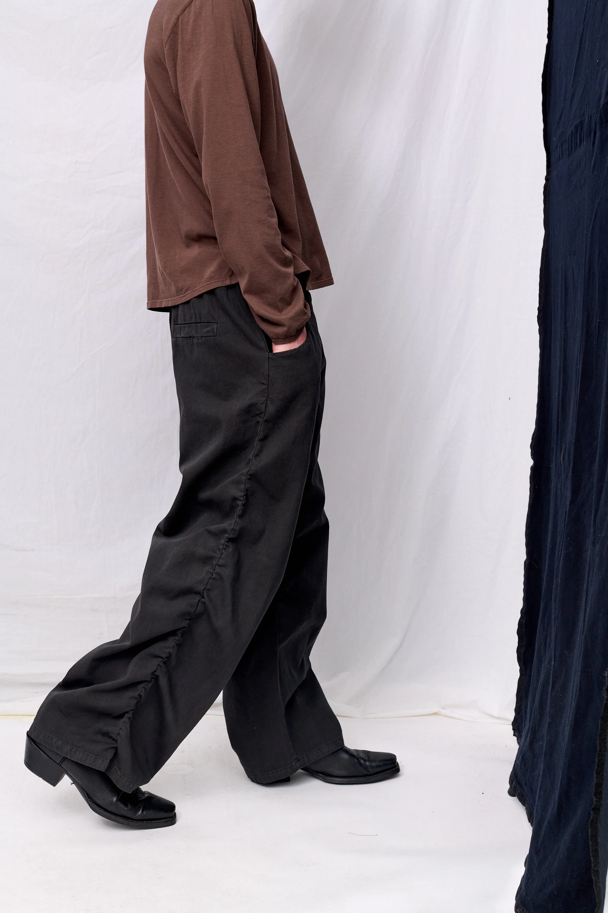 No. 267 Black Thin Canvas Draped Trousers - Image 9