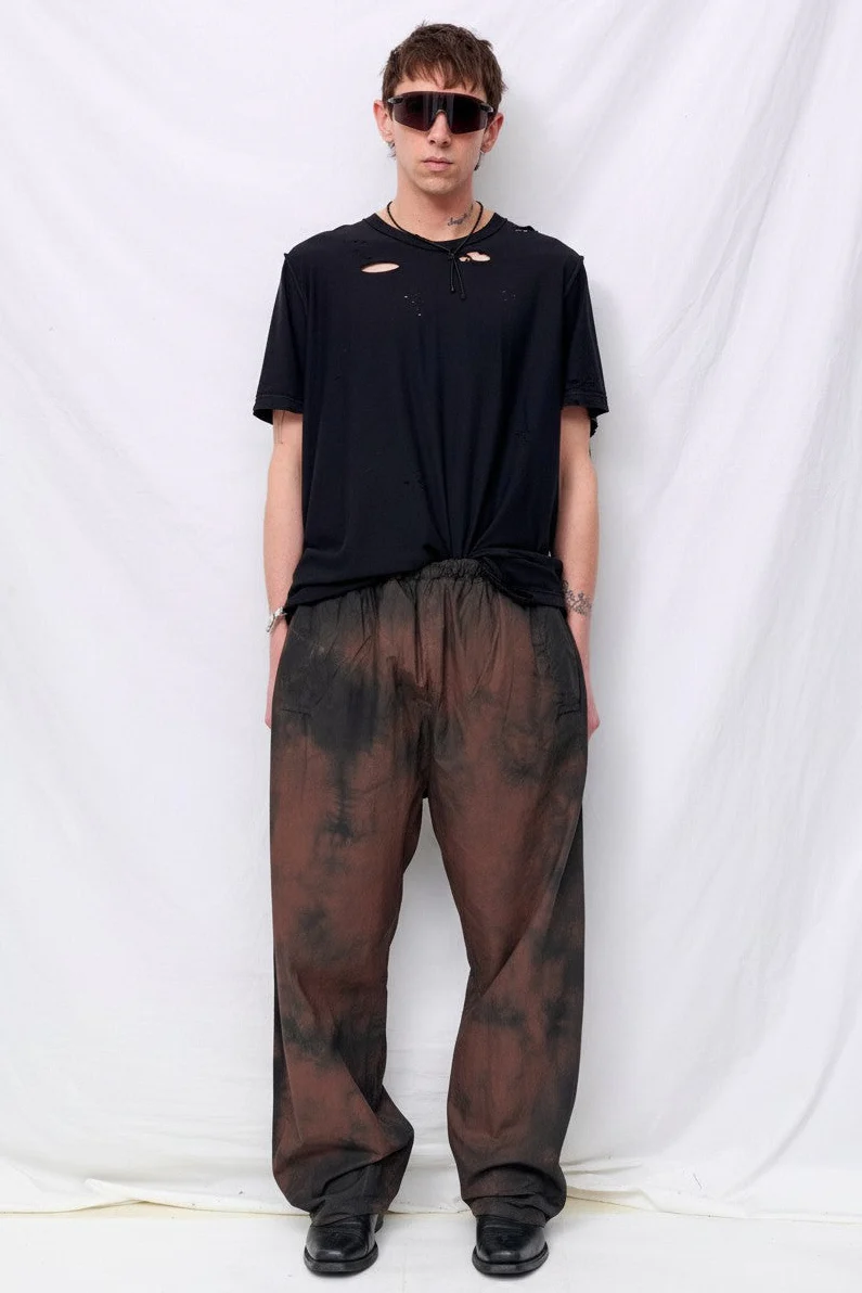 No.287 Brown/Black Poplin Flap Pocket Trousers