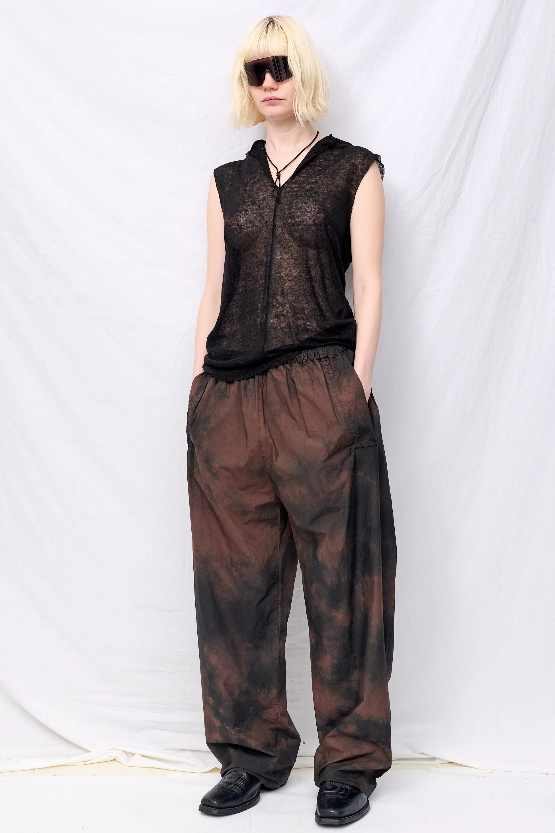 No.287 Brown/Black Poplin Flap Pocket Trousers - Image 2