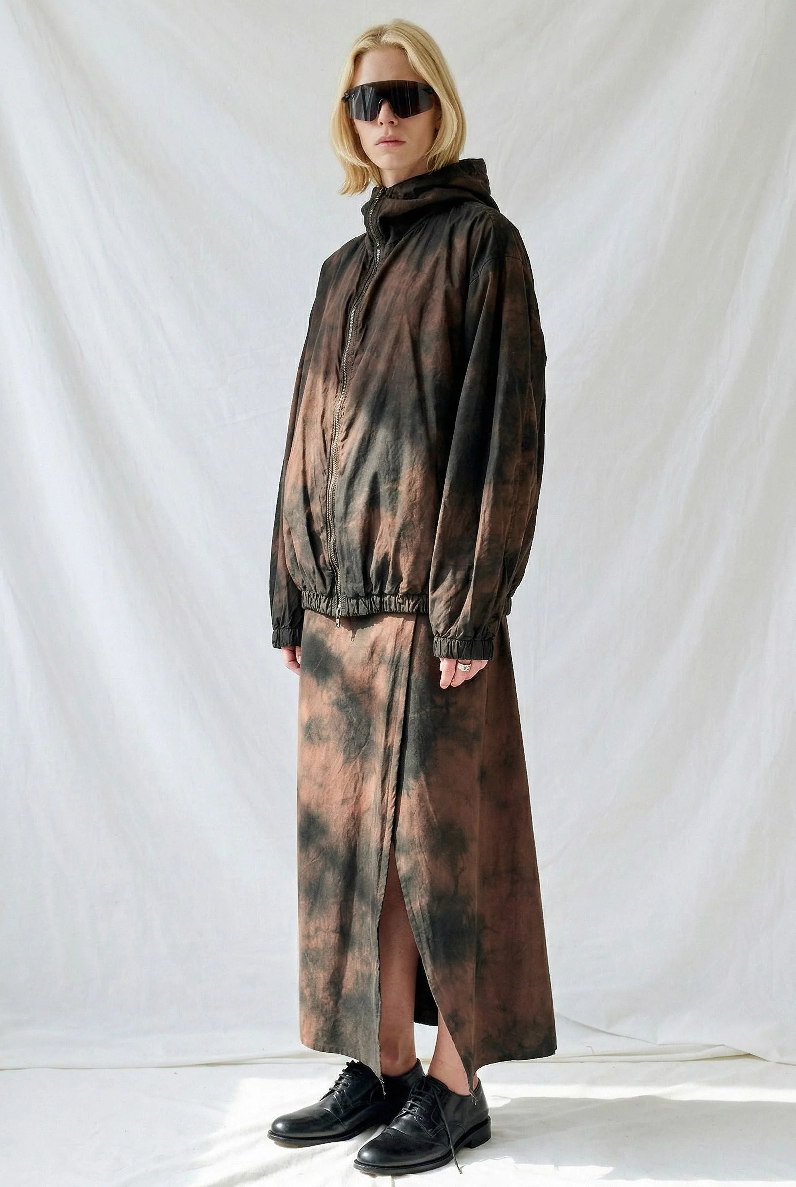 No.304 Black/Brown Poplin Wrap Skirt - Image 3