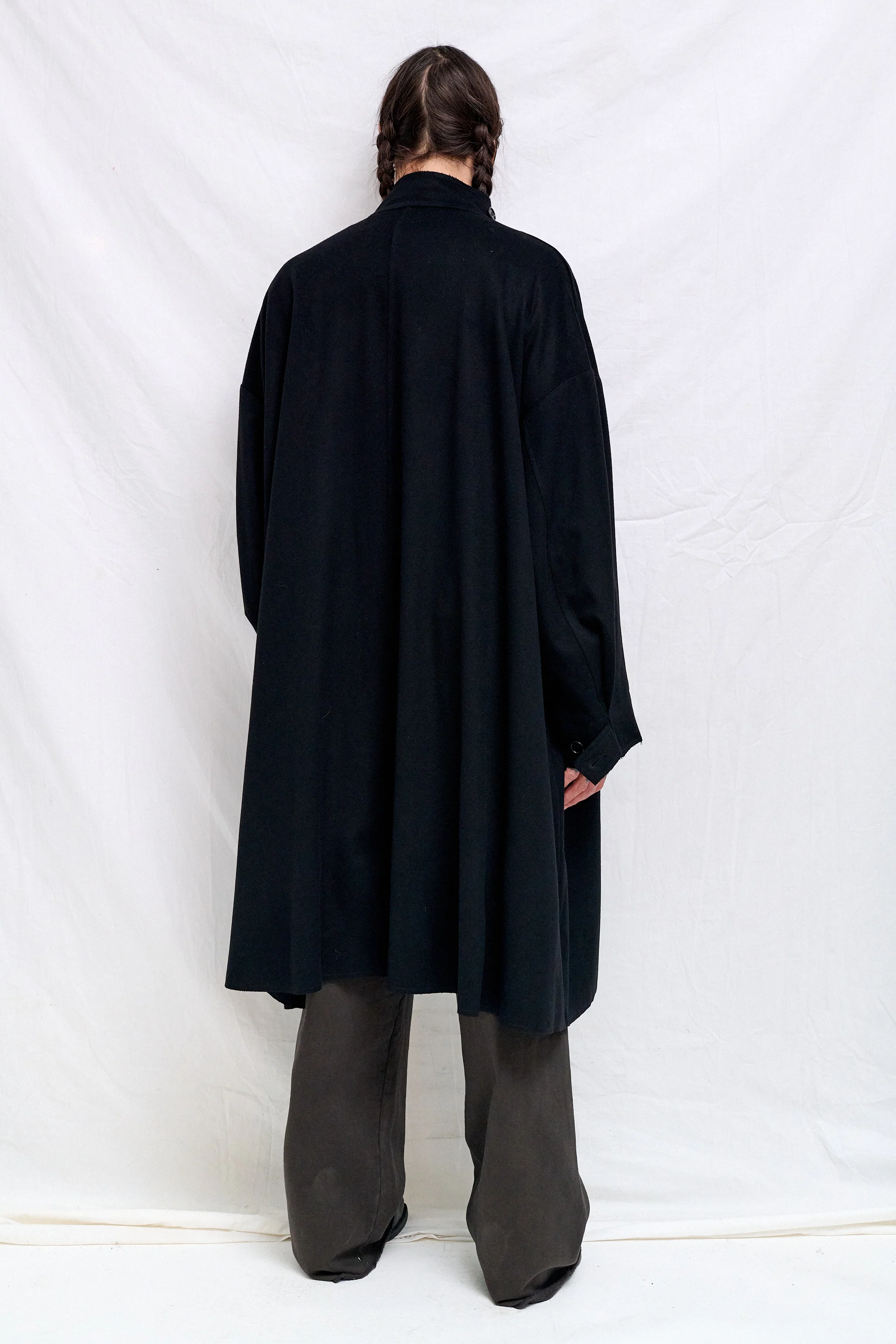 No.65 Black Heavy Wool Oversized Coat - Image 3