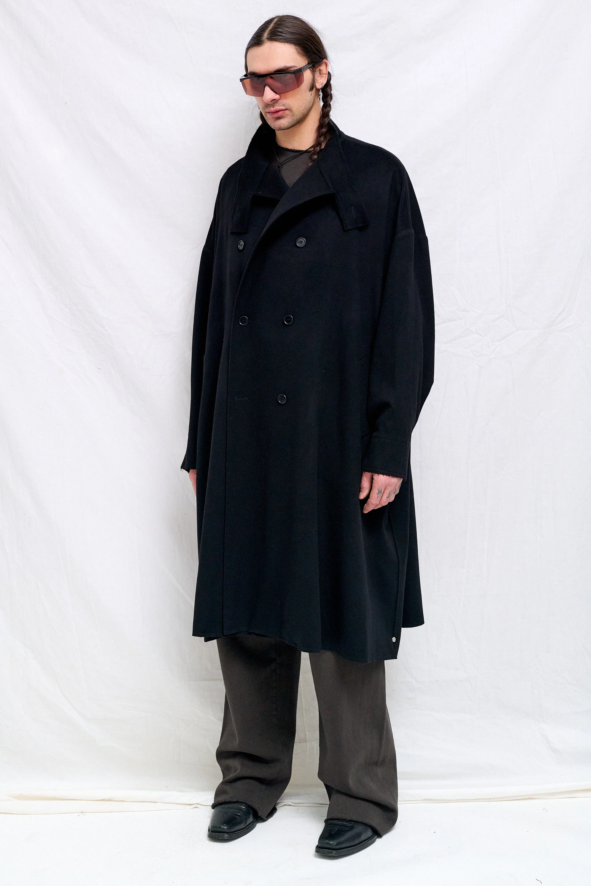 No.65 Black Heavy Wool Oversized Coat - Image 4