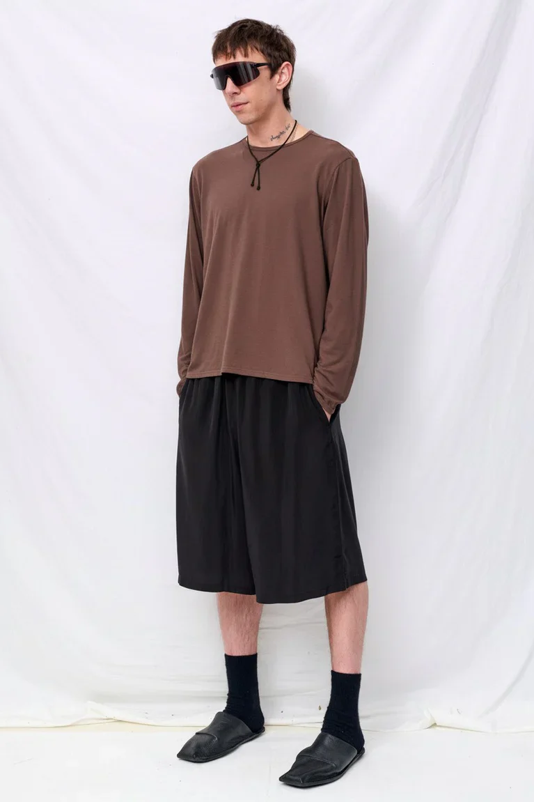No.87 Brown Organic Cotton Long Sleeve T-Shirt - Image 4