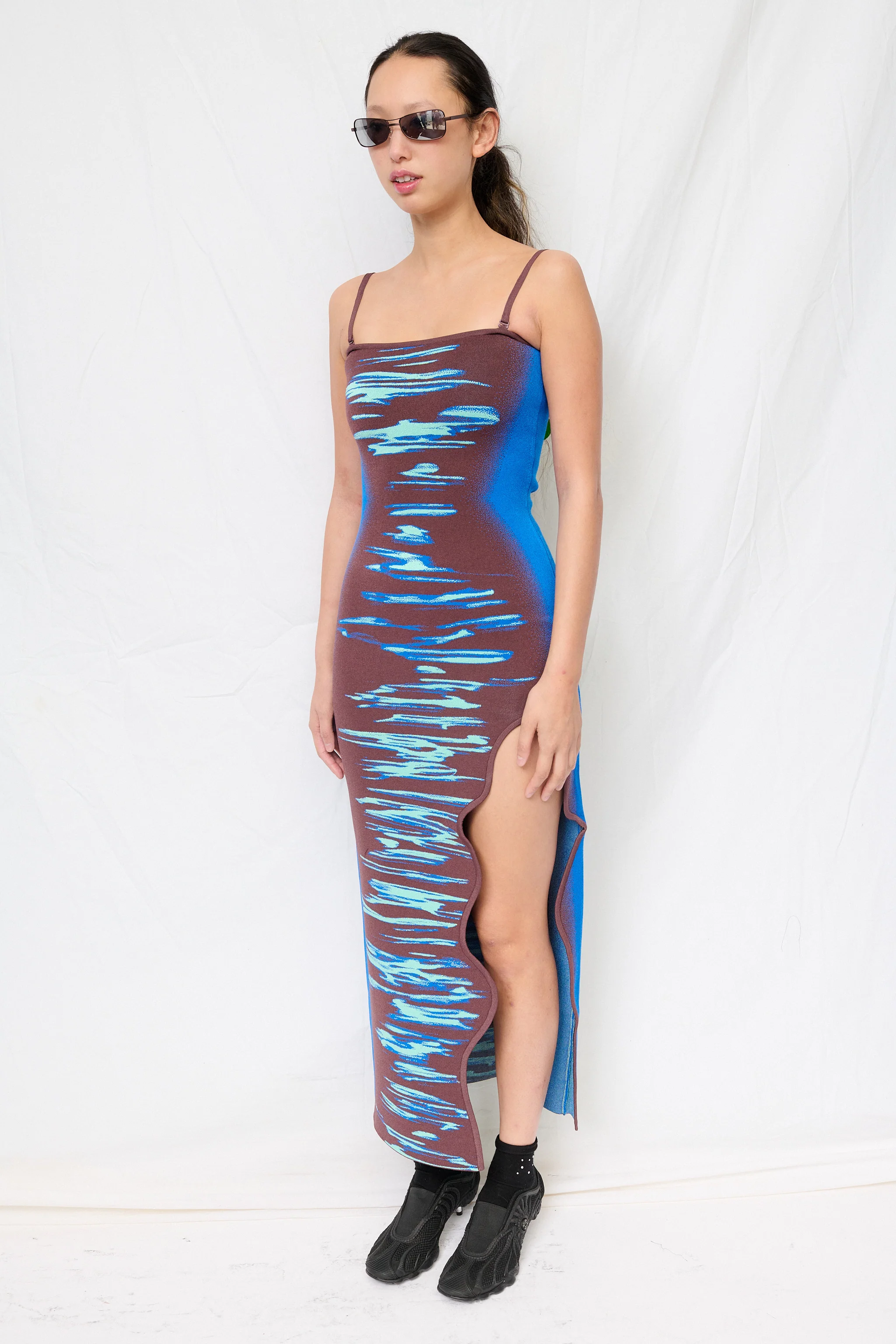 Ocean Blue Iris Ocean Print Maxi Tank Dress - Image 3