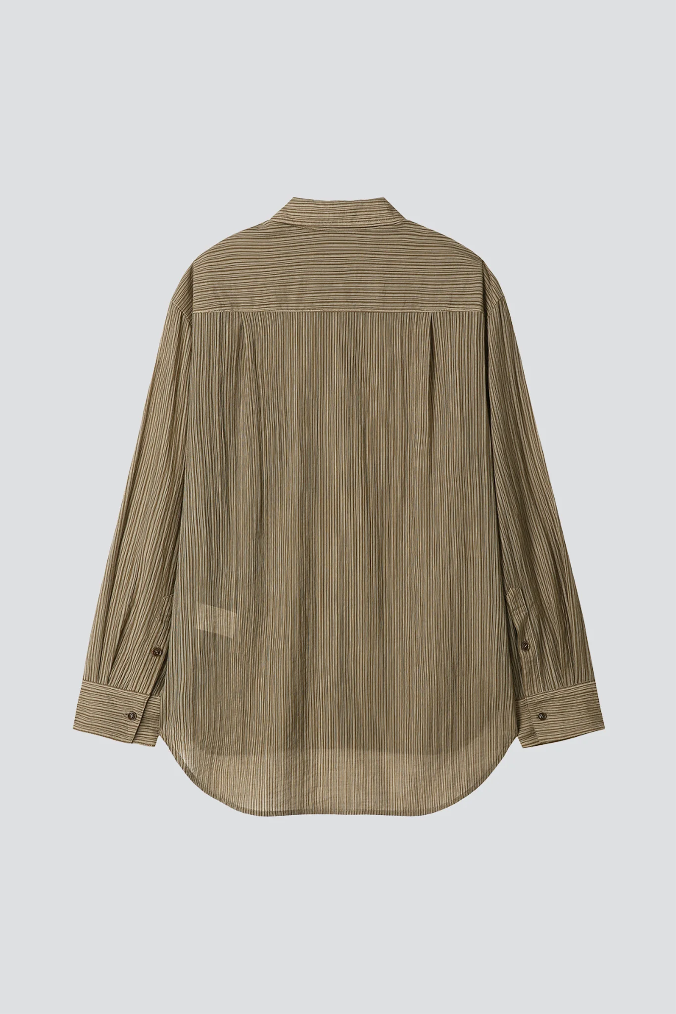 Olive Stripe Lyocell Oversized Shirt - Image 2