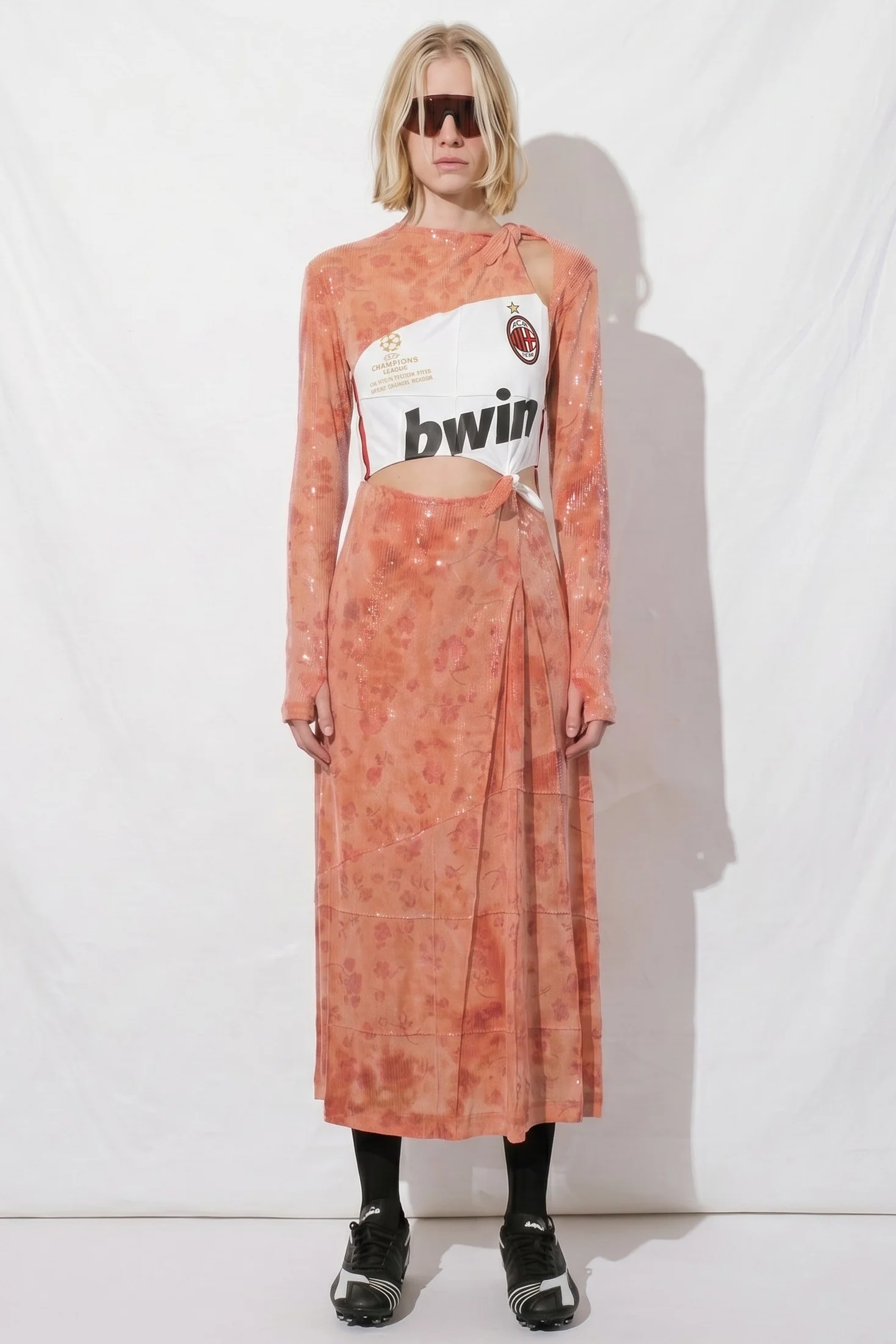 Orange Sunkissed Sequins Football Knots Dress