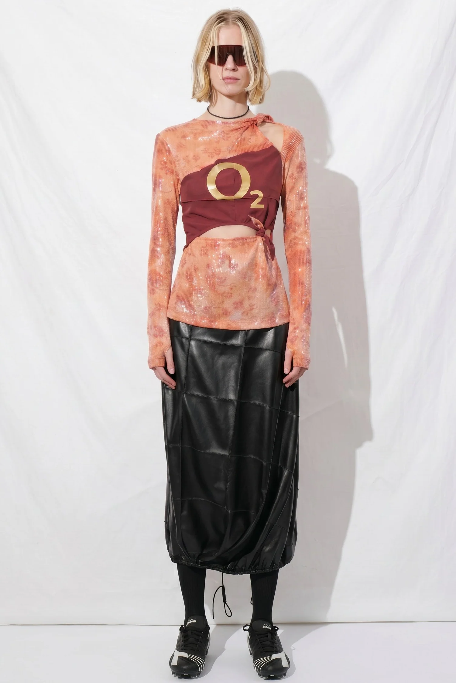 Orange Sunkissed Sequins Football Knots Top