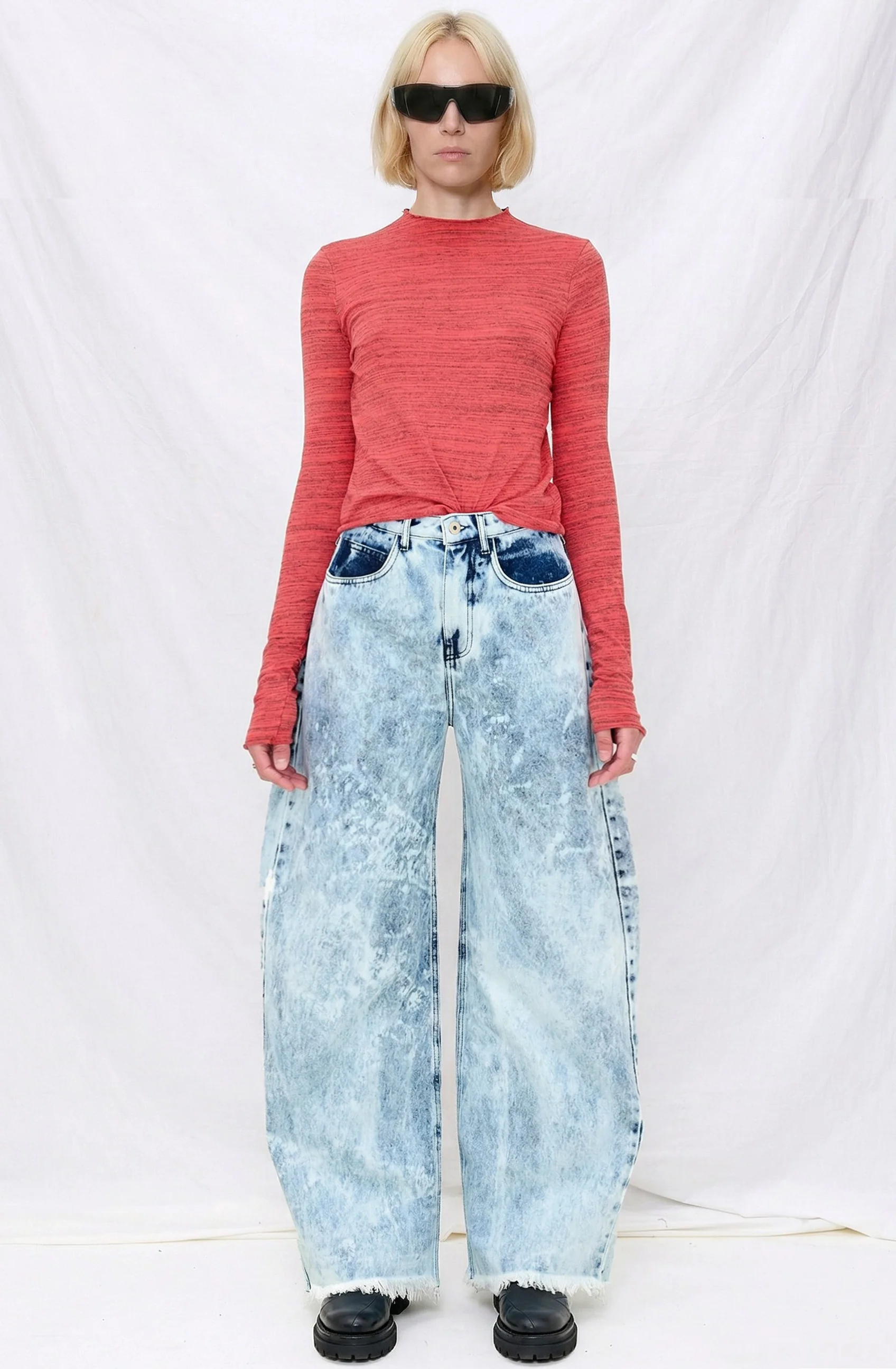 Red Heather Long Sleeve Mockneck - Image 2
