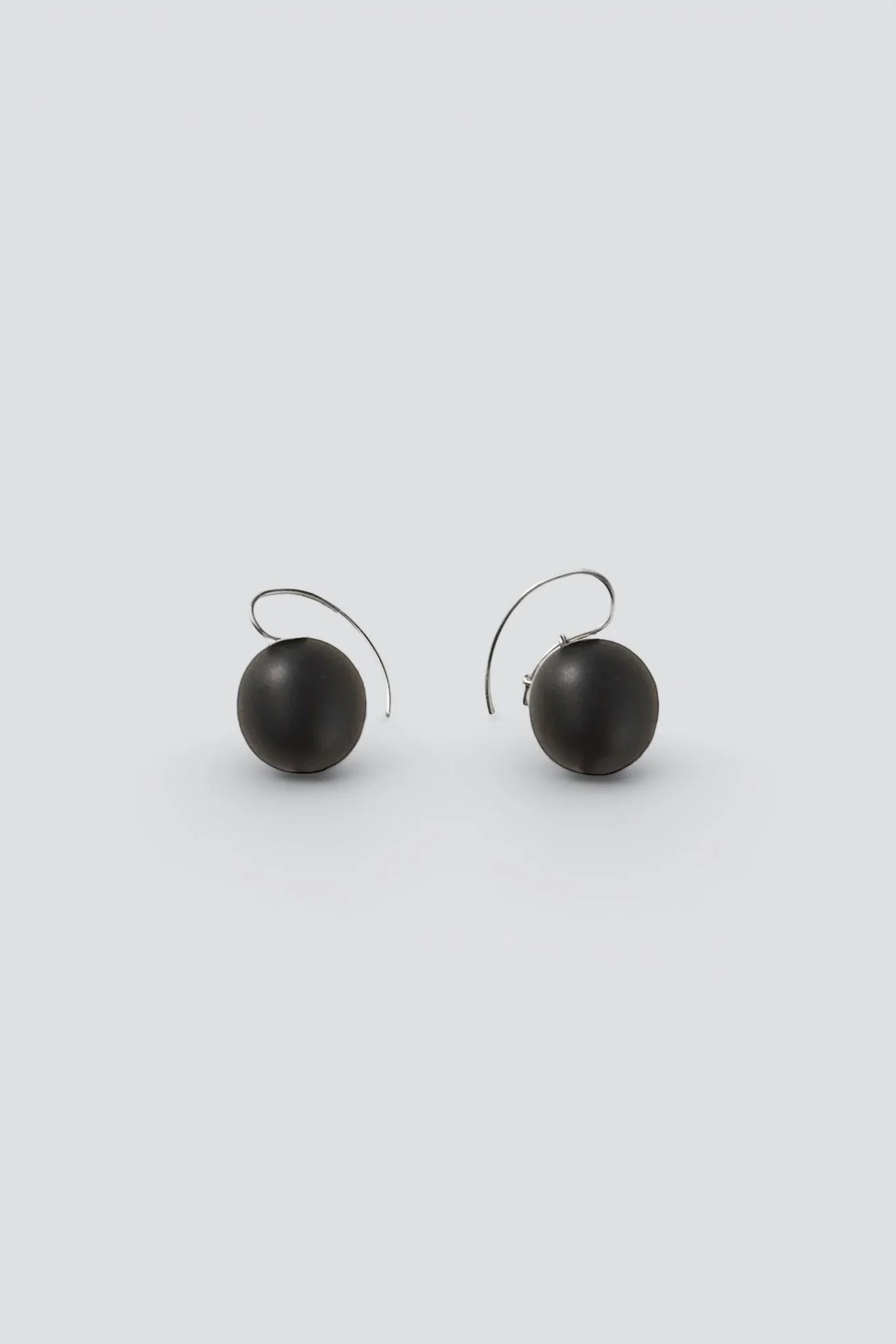 Silver/Black Shungite Stone Sphere Drop Earrings