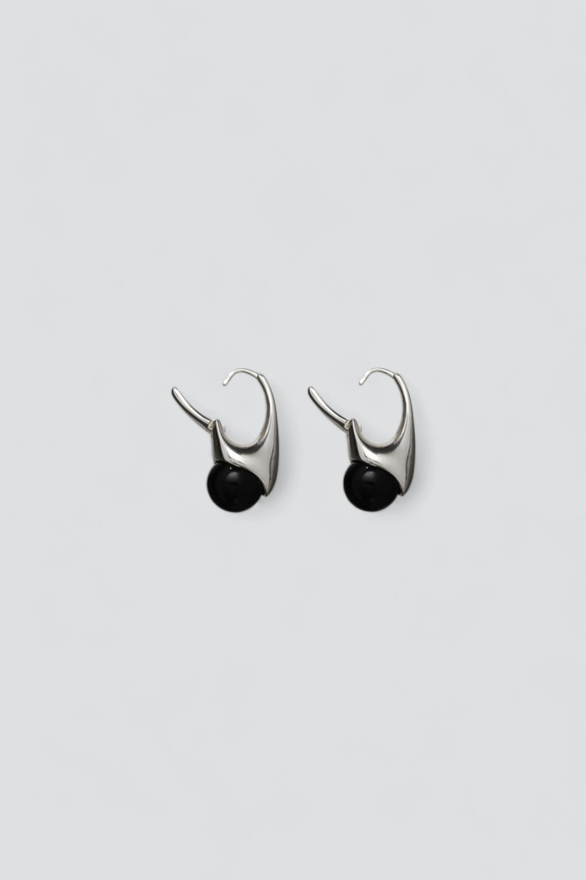 Silver Lobster Earrings with Onyx - Image 3