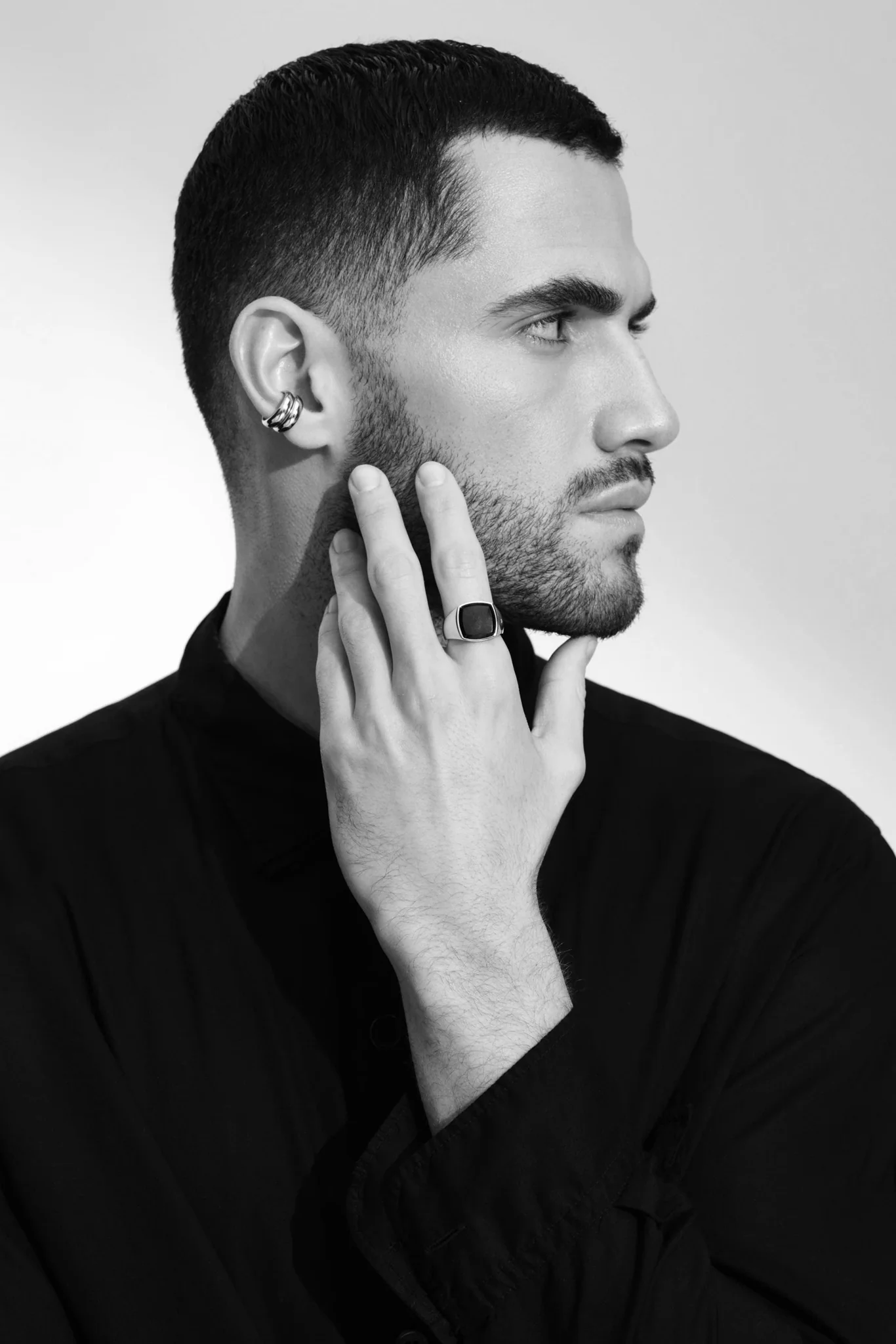 Silver M Cushion Black Onyx Ring - Image 5