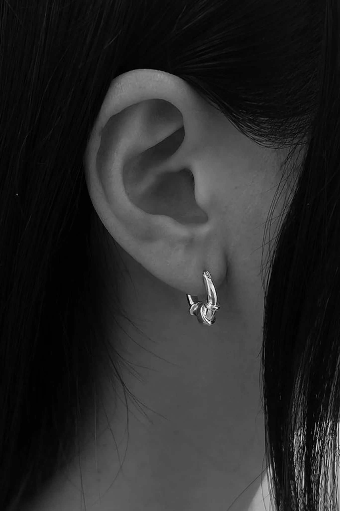 Silver Orbital Huggie Hoops - Image 2