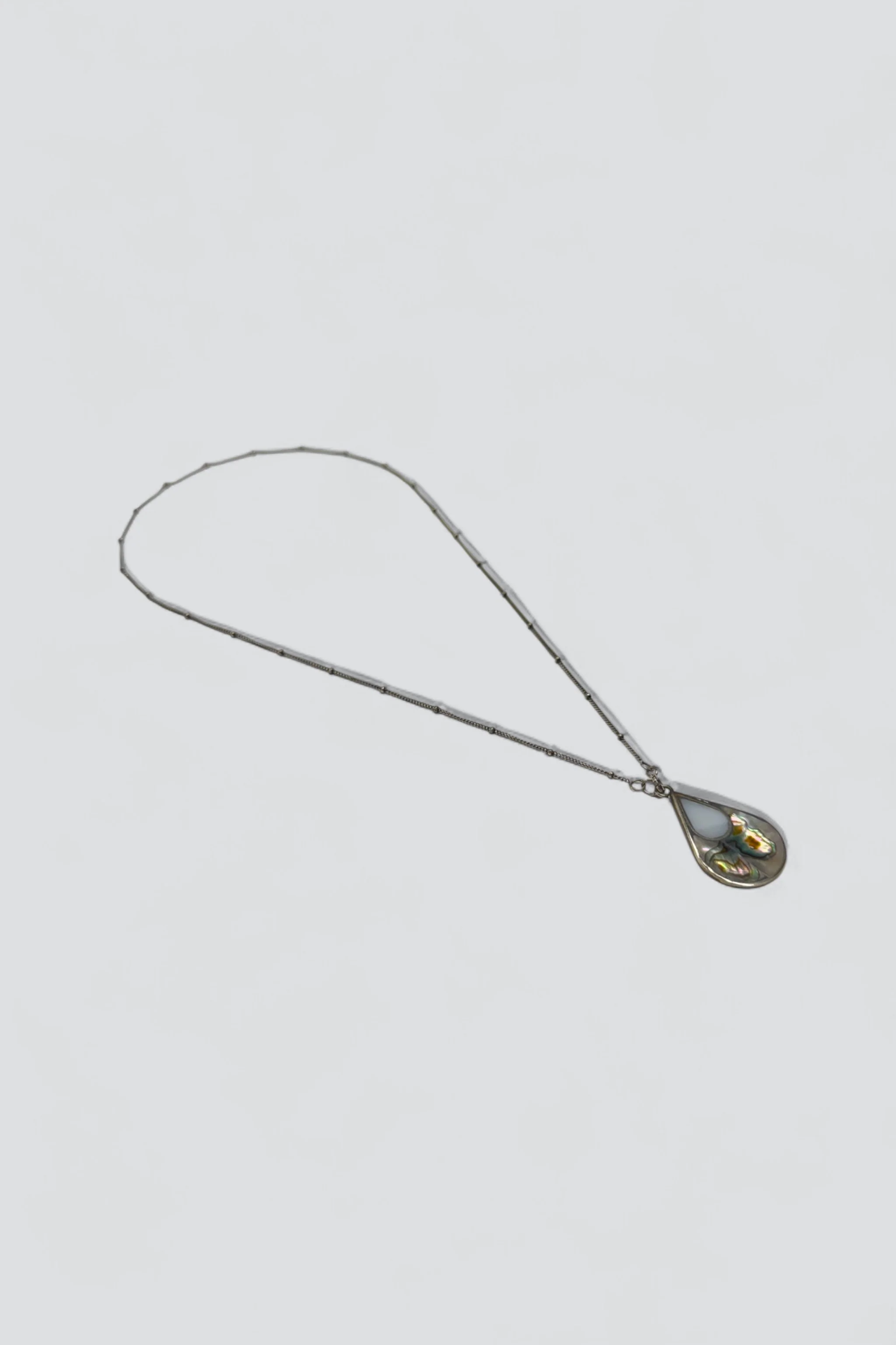 Sterling Silver Abalone Teardrop Pendant Necklace - Image 2